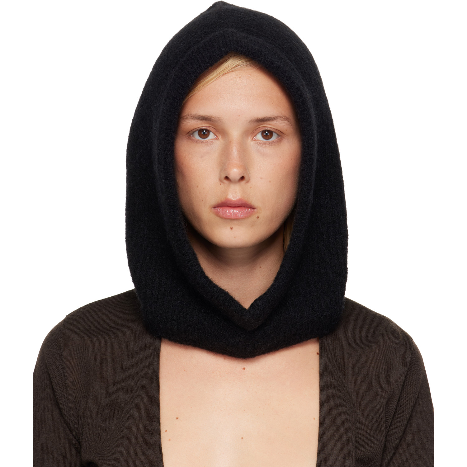 Rick Owens Black Tower Alpaca Knit Hood
