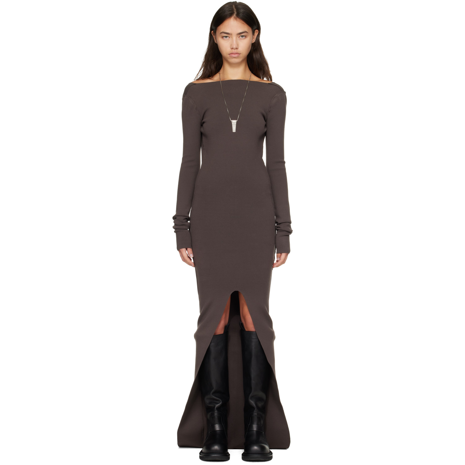 Rick Owens Gray Tower Tight Maxi Dress