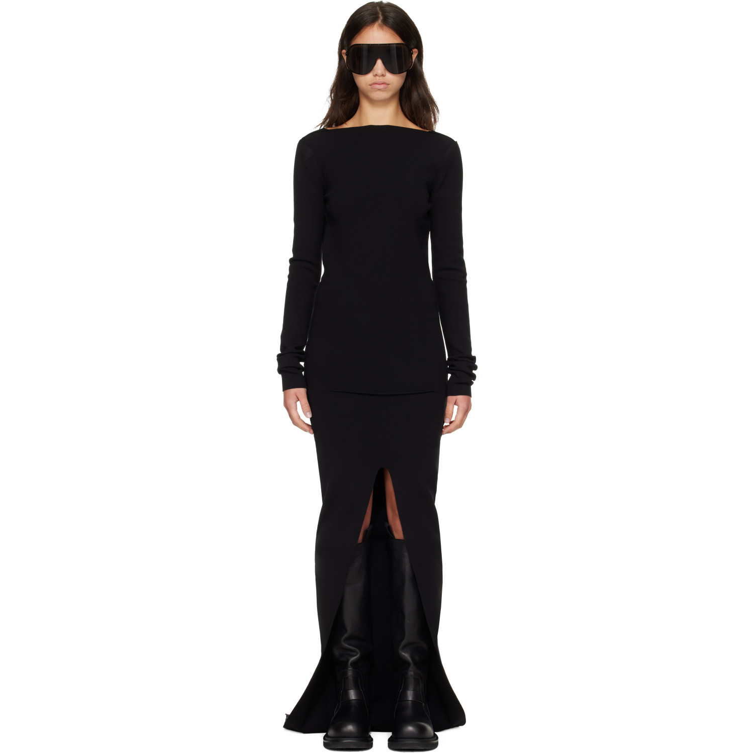 Rick Owens Black Tower Tight Maxi Dress