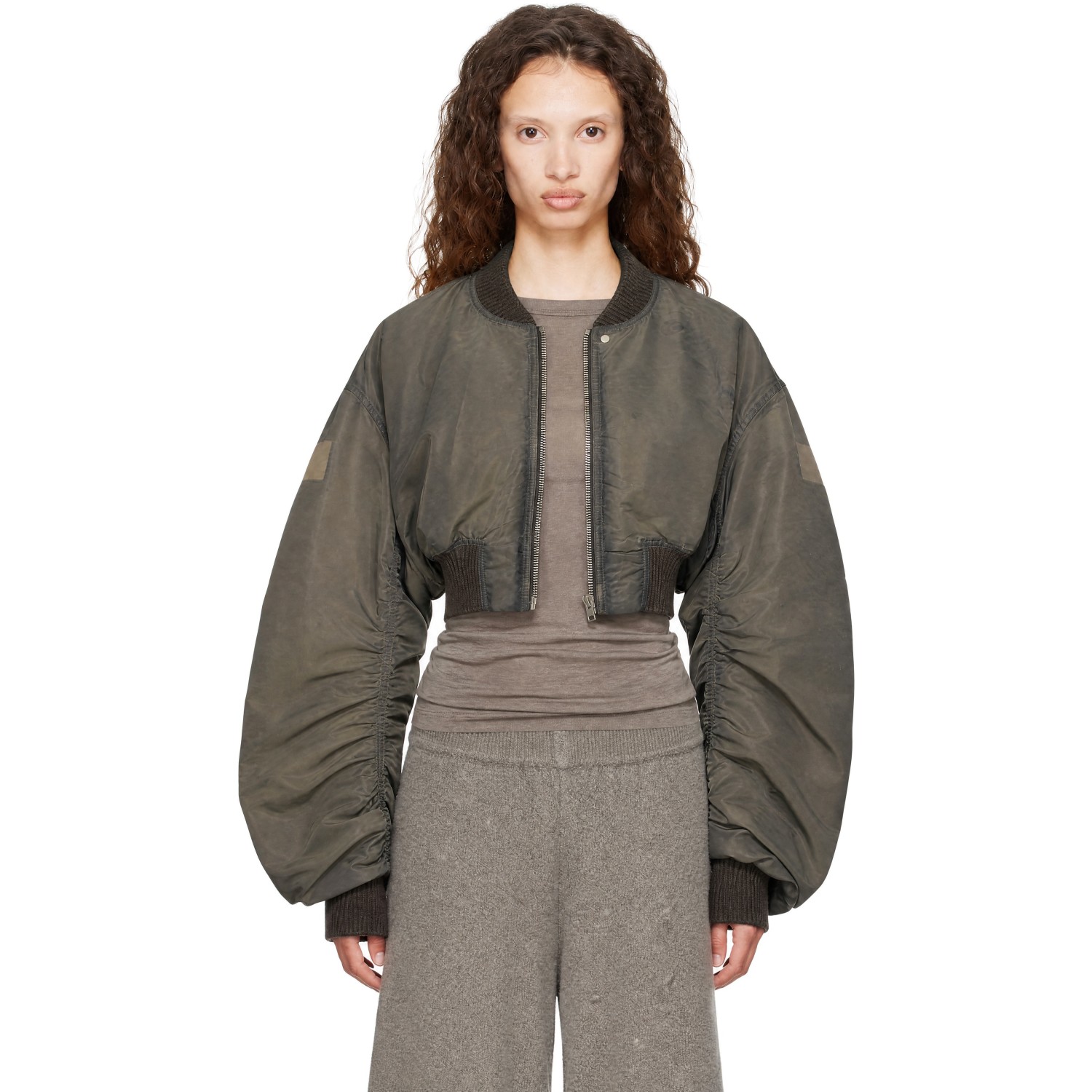 Rick Owens Gray Tower Micro Secchia Flight Bomber Jacket
