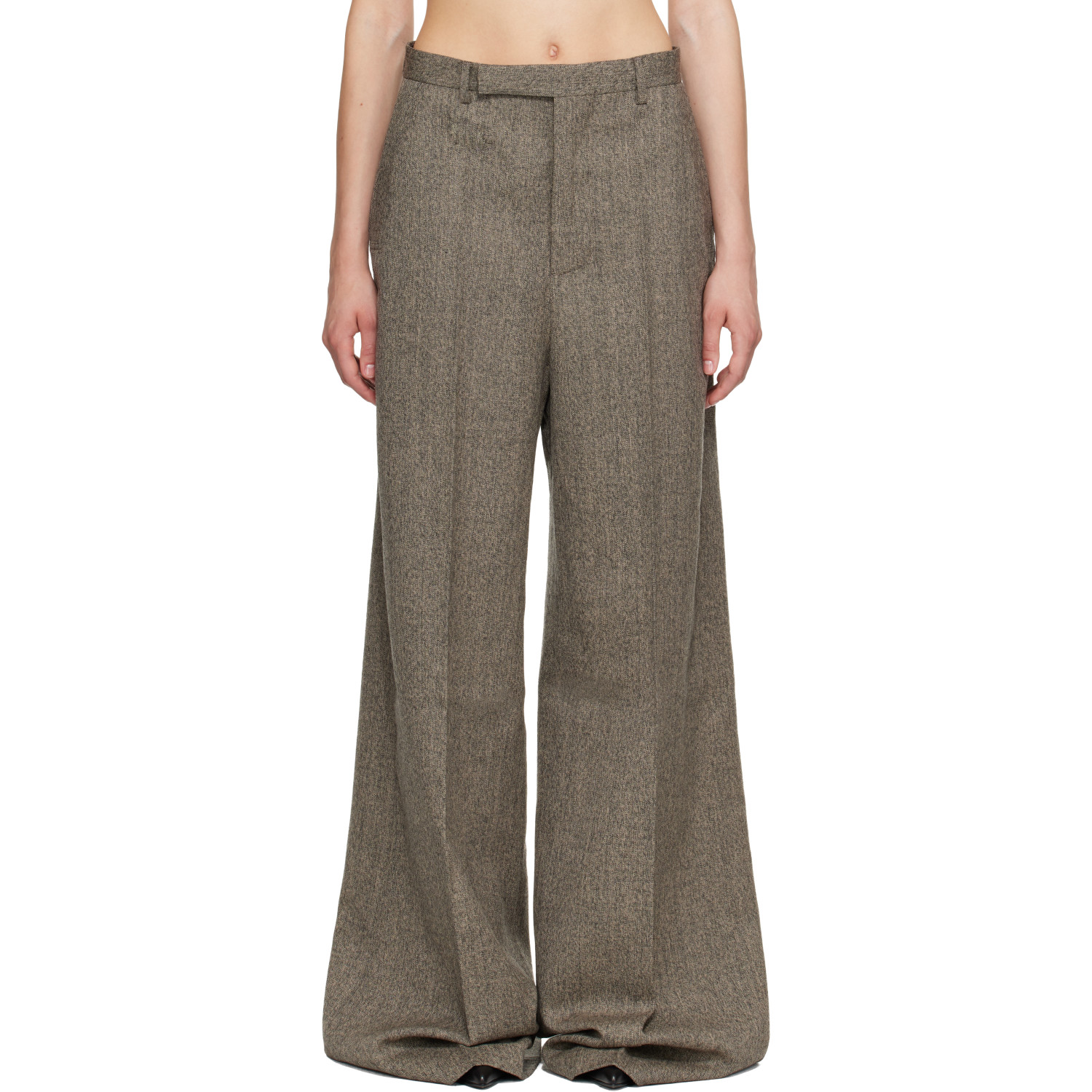 Rick Owens Beige Tower Wide Tailored Trousers