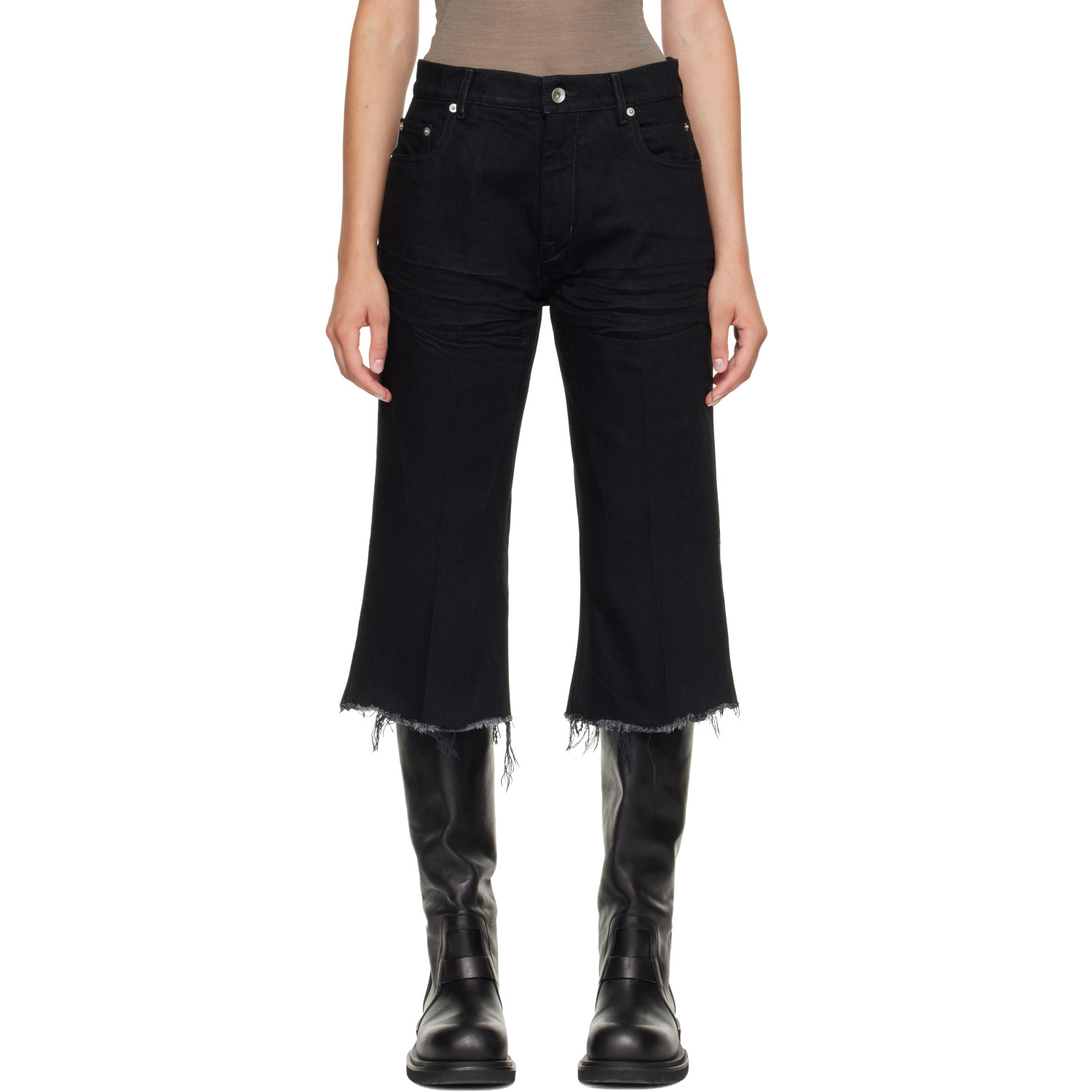 Rick Owens Black Tower Bolan Cutoff Shorts