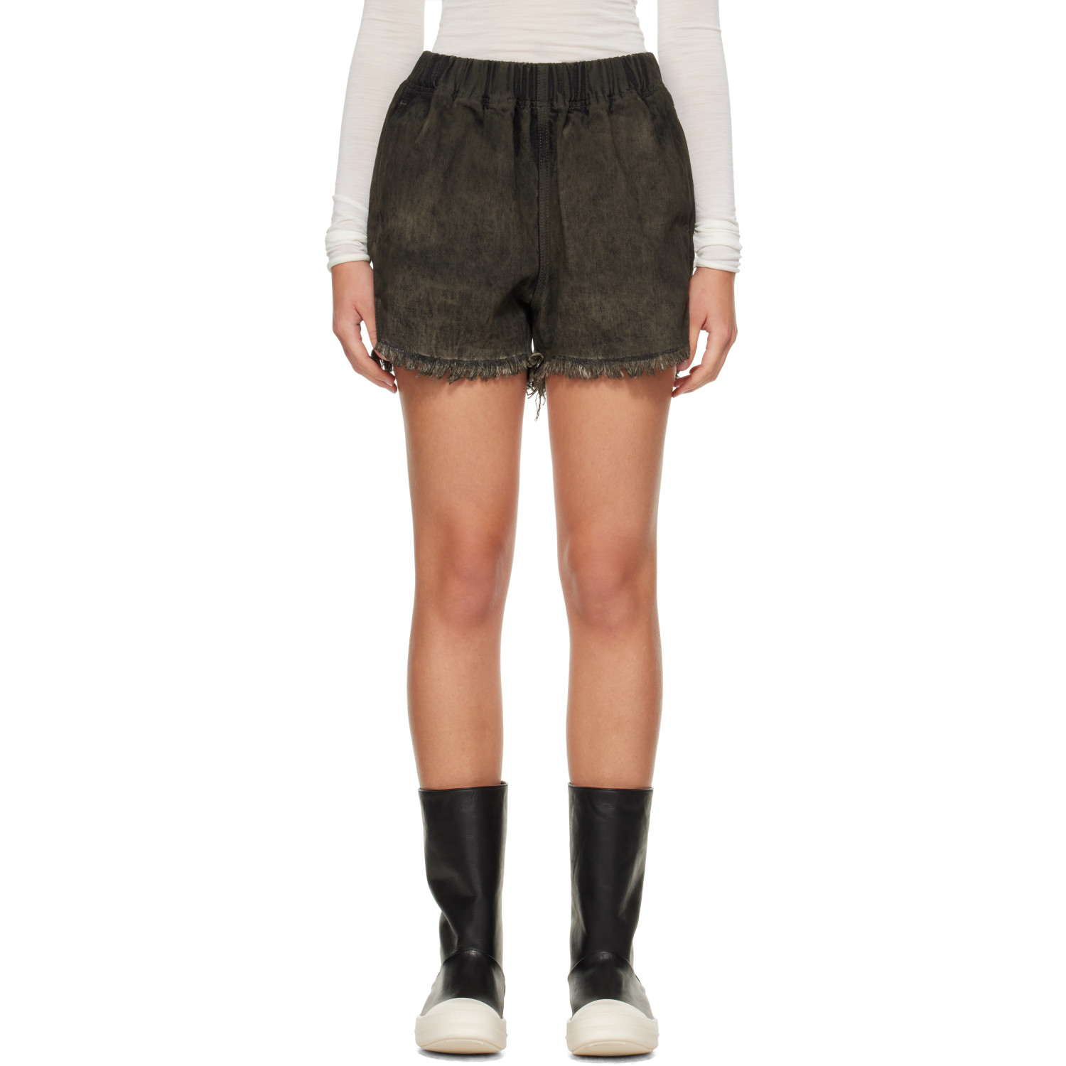 Rick Owens Gray Tower Denim Shorts
