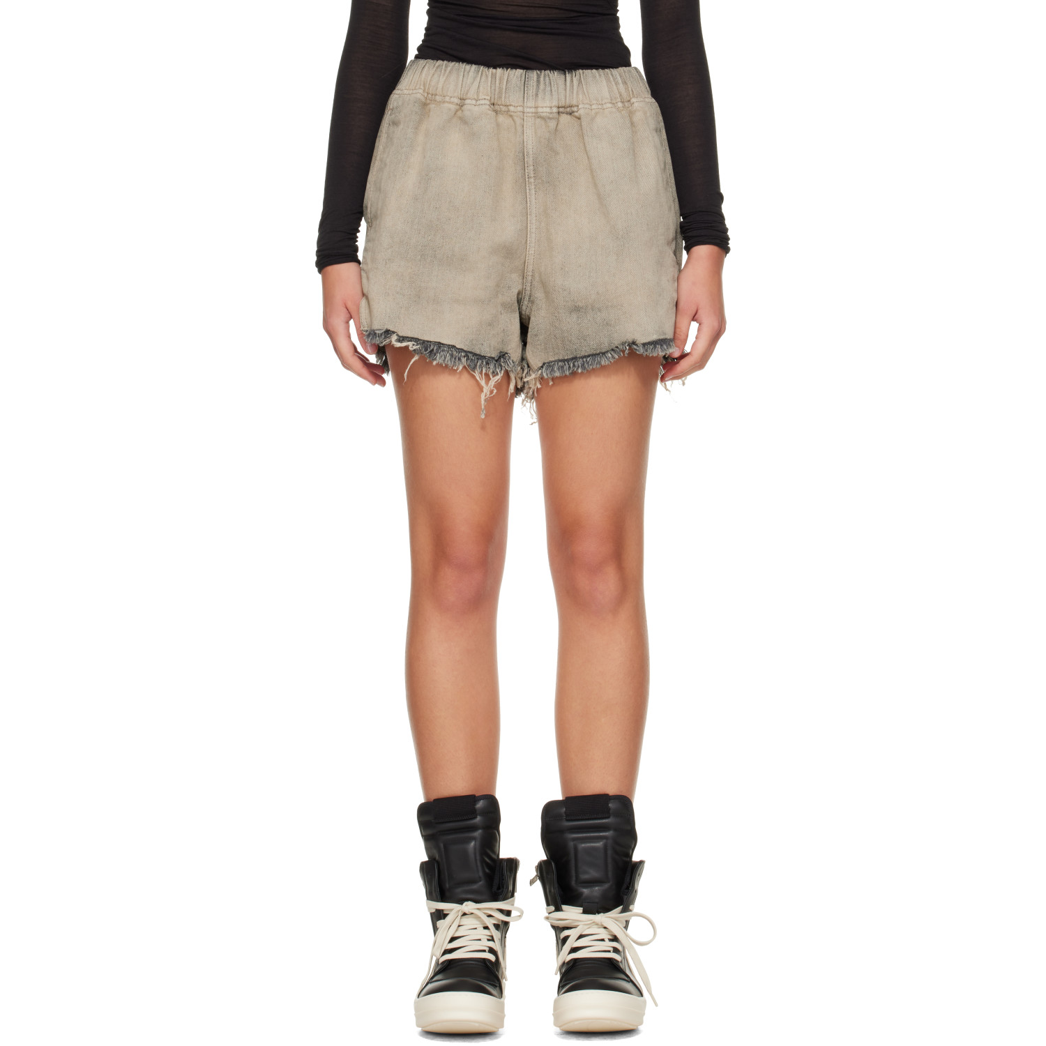 Rick Owens Gray Tower Denim Shorts