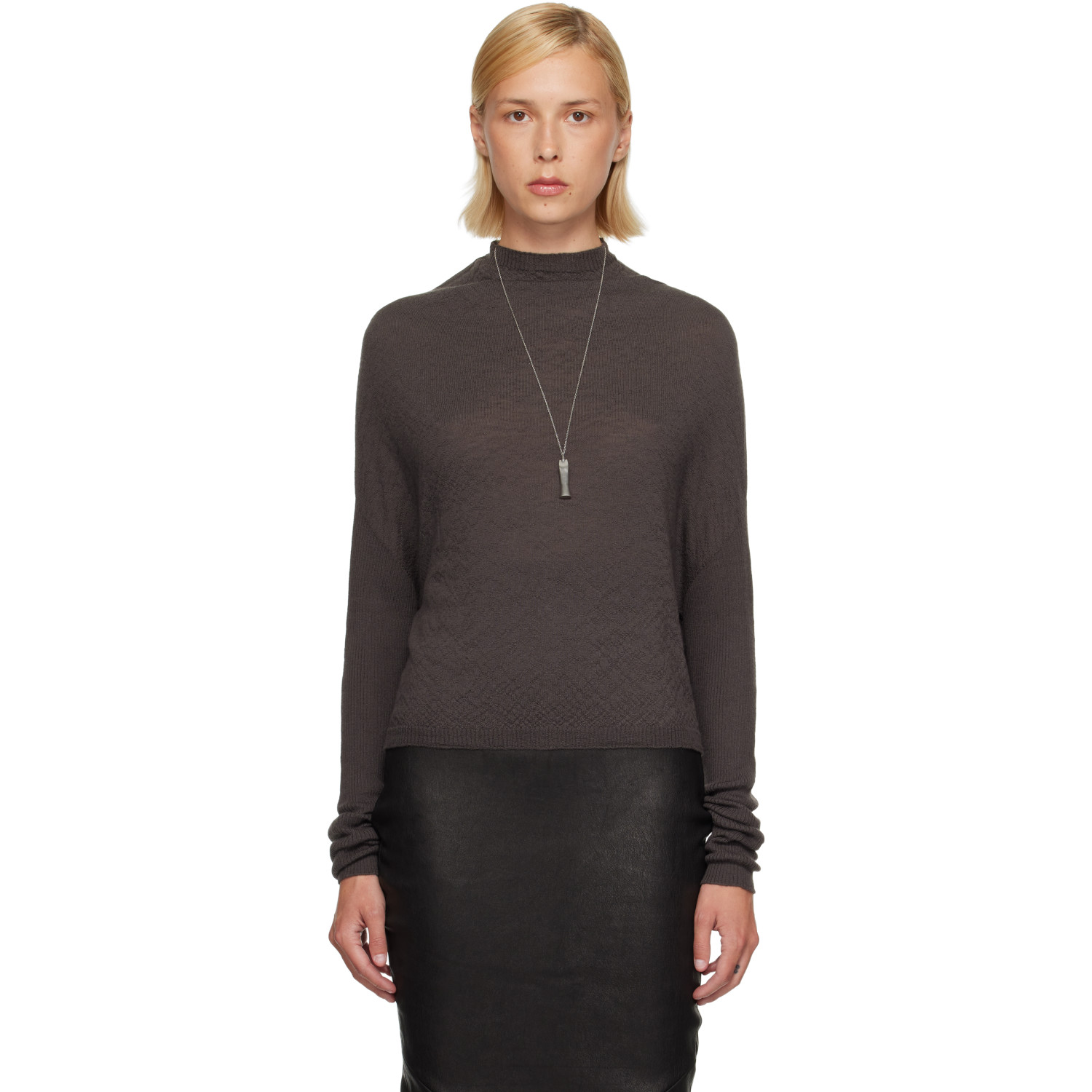 Rick Owens Gray Tower Crater Knit Sweater