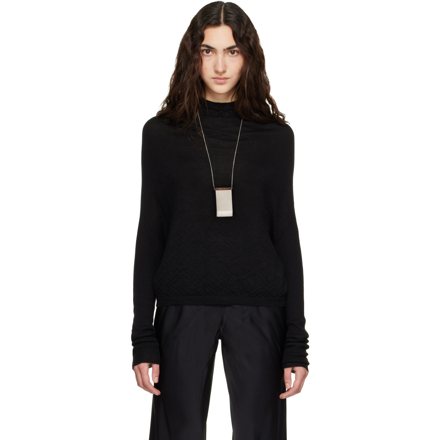 Rick Owens Black Tower LS Crater Sweater