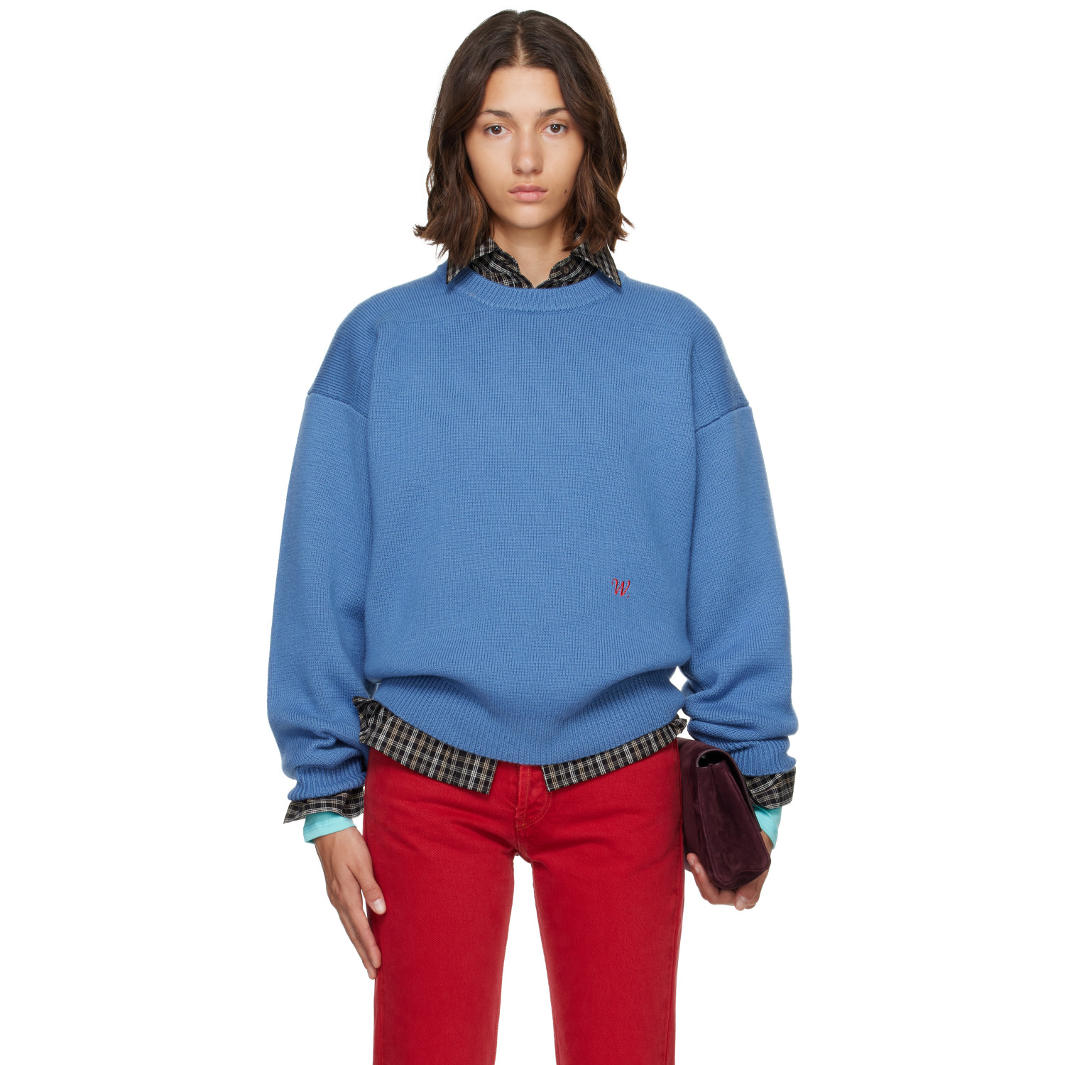 WILLY CHAVARRIA Blue 'Chavarria' Embroidered Sweater