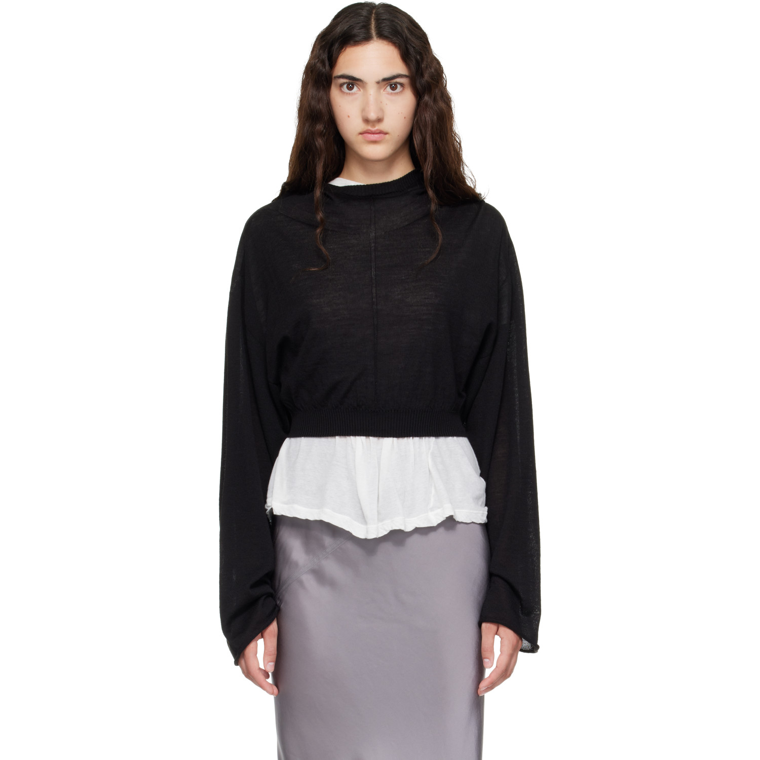 Rick Owens Black Tower Cropped Tunic Hoodie