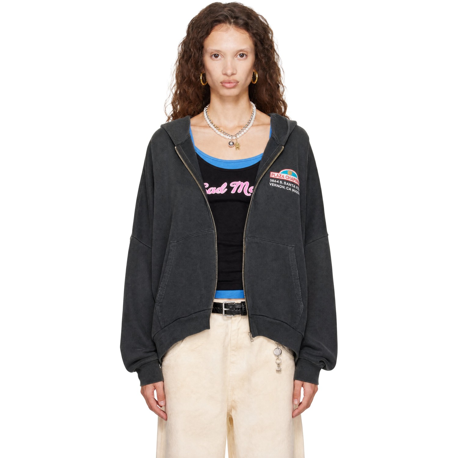 WILLY CHAVARRIA Gray 'Plaza Chavarria' Zip Hooligan Hoodie