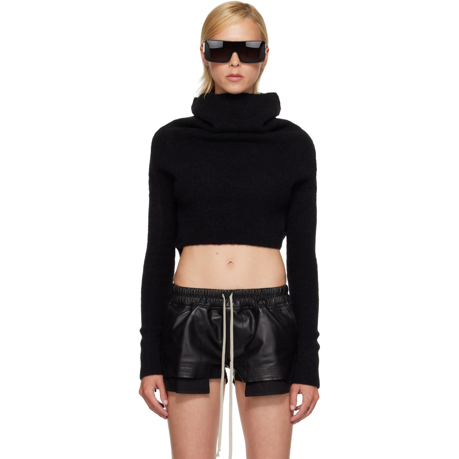 Rick Owens Black Tower LS Cowl Sweater