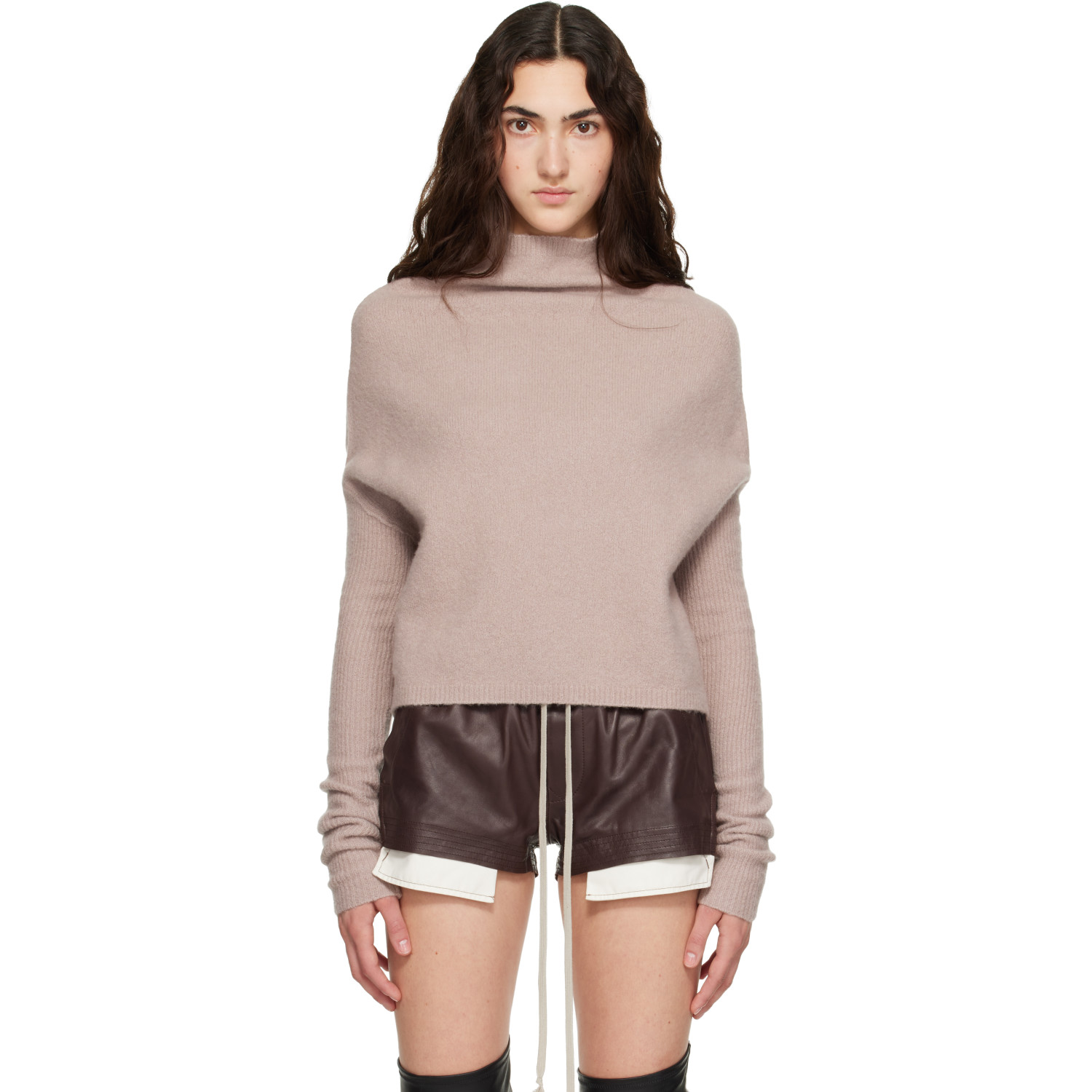 Rick Owens Pink Tower LS Crater Sweater