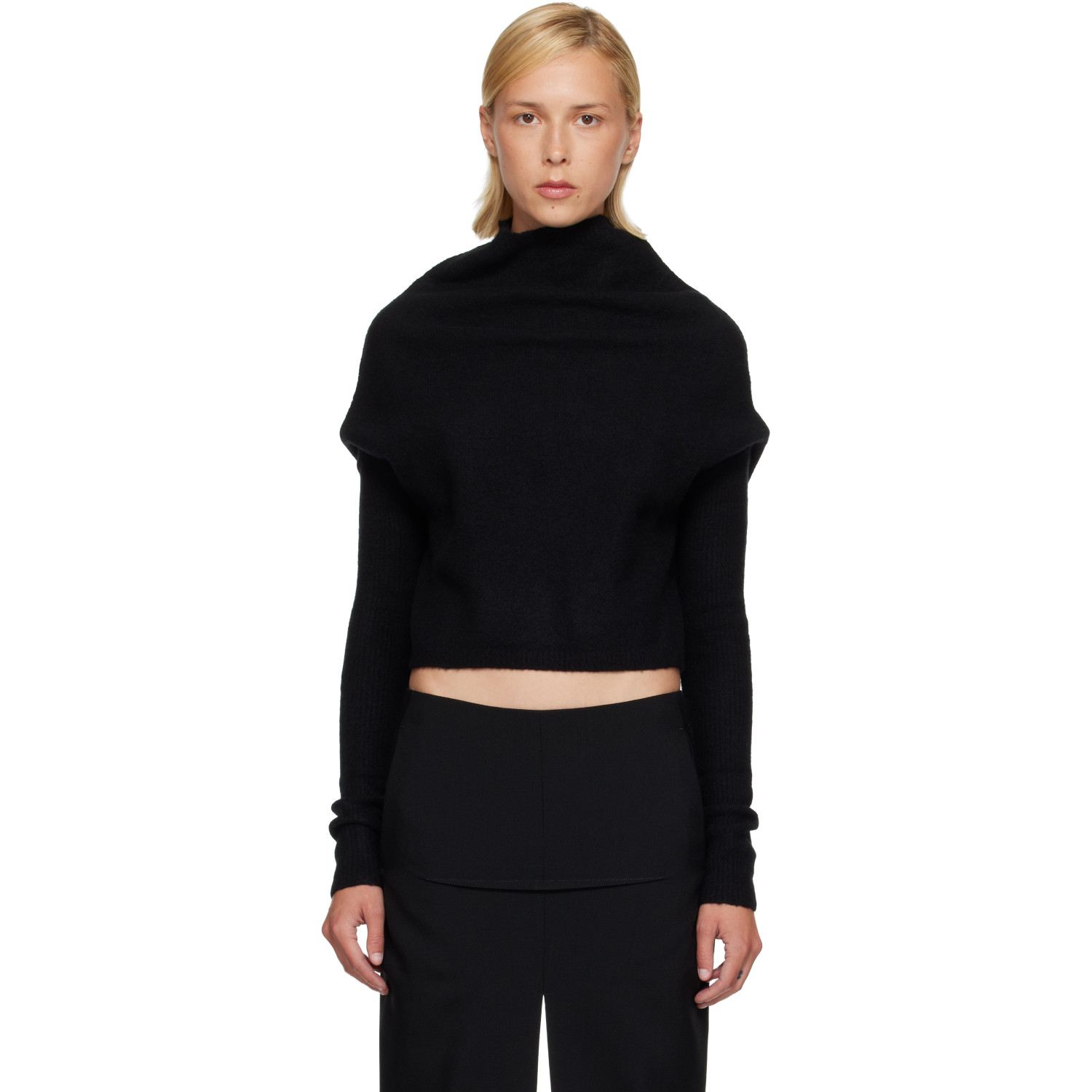 Rick Owens Black Tower LS Crater Sweater