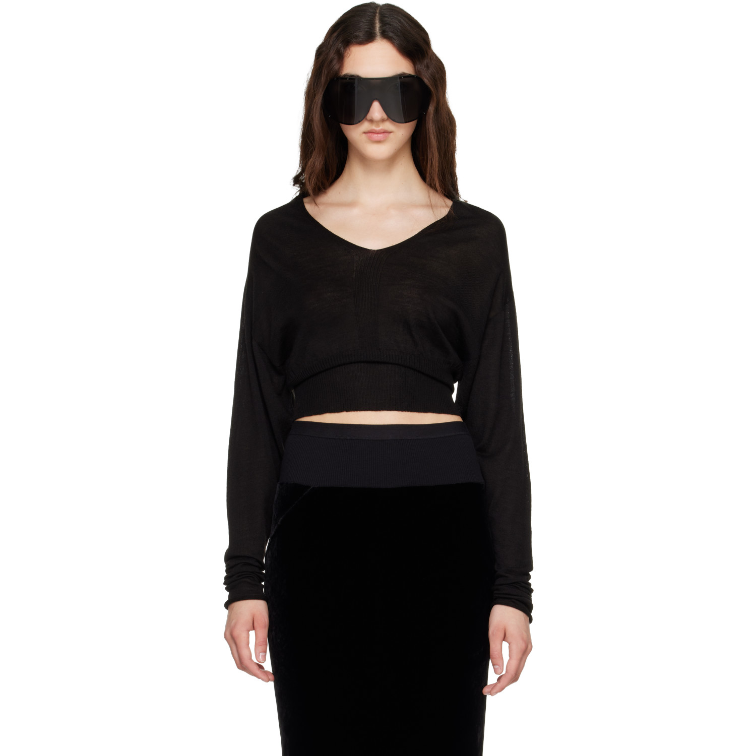 Rick Owens Black Tower V Cropped Sweater