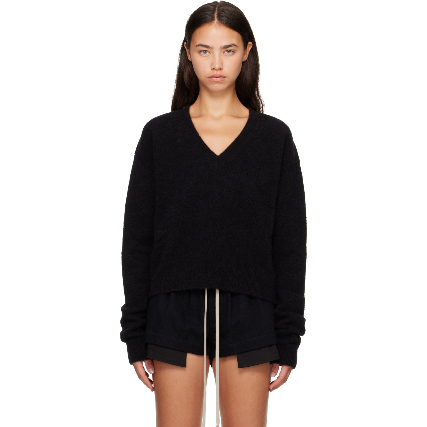Rick Owens Black Tower Tommy V Neck Sweater