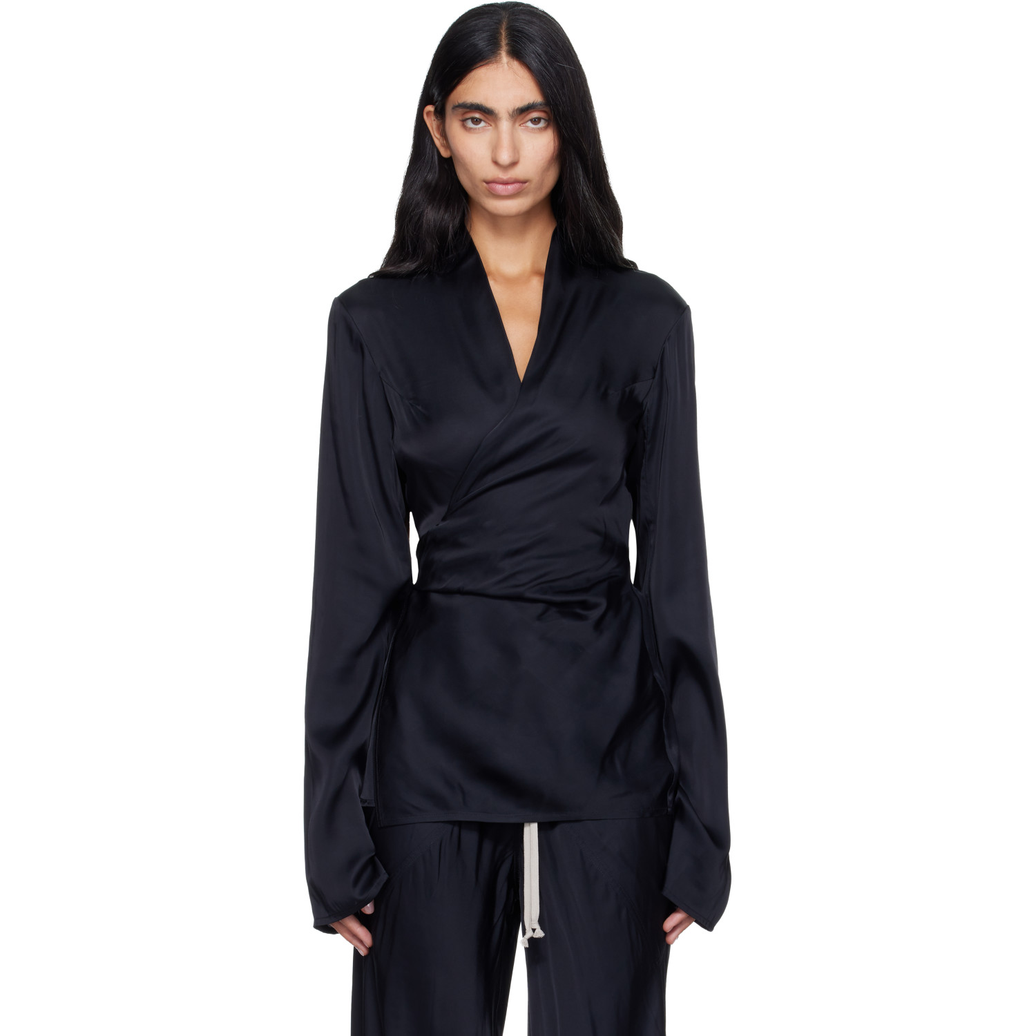 Rick Owens Black Tower Laura LS Blouse
