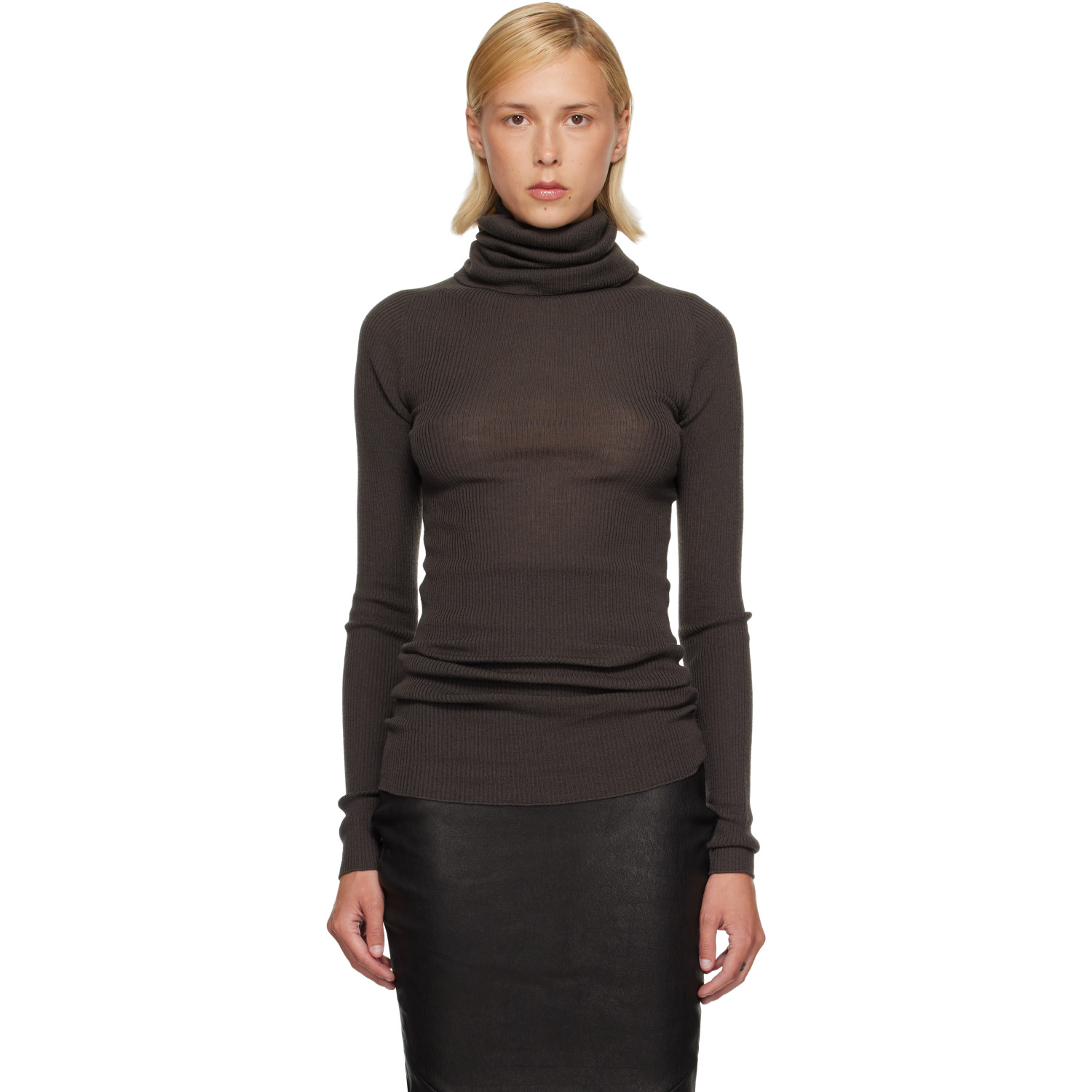 Rick Owens Gray Tower LS Tube Turtleneck