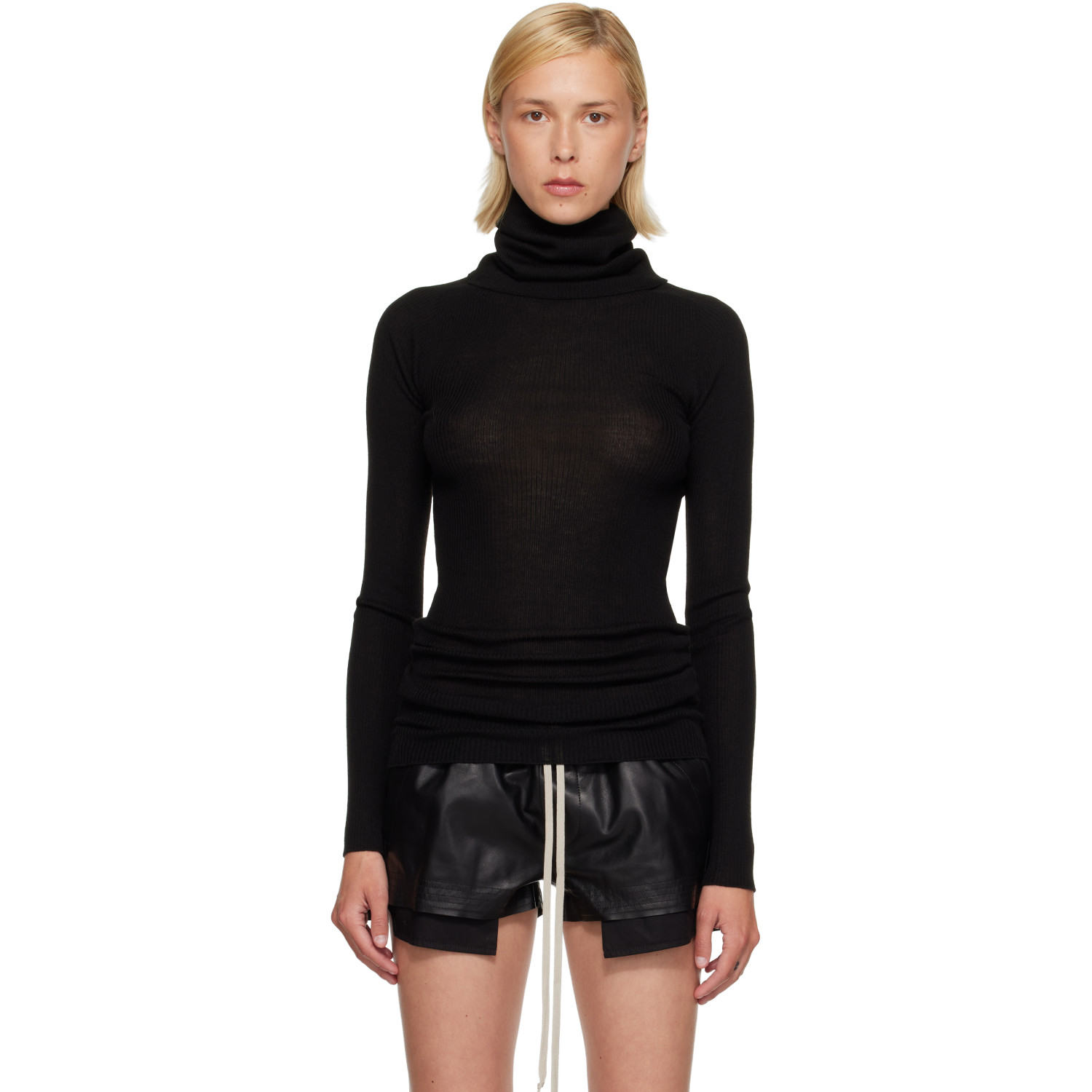 Rick Owens Black Tower LS Tube Turtleneck