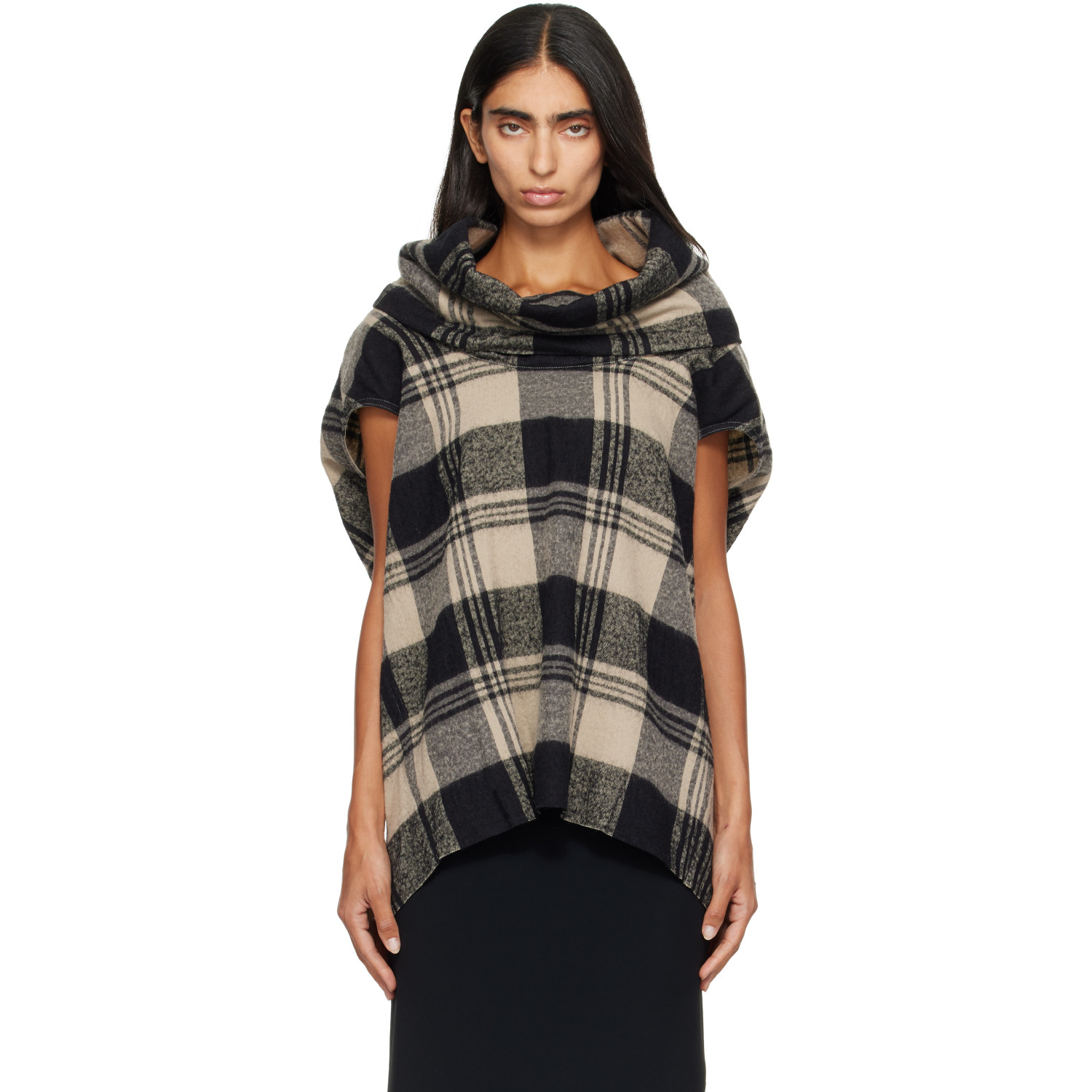Rick Owens Black & Off-White Tower Cowled Floating T-shirt