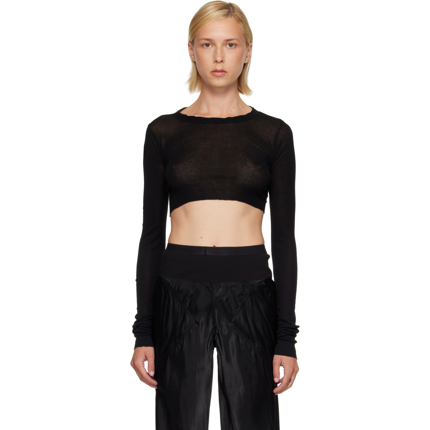 Rick Owens Black Tower LS Crop T-shirt
