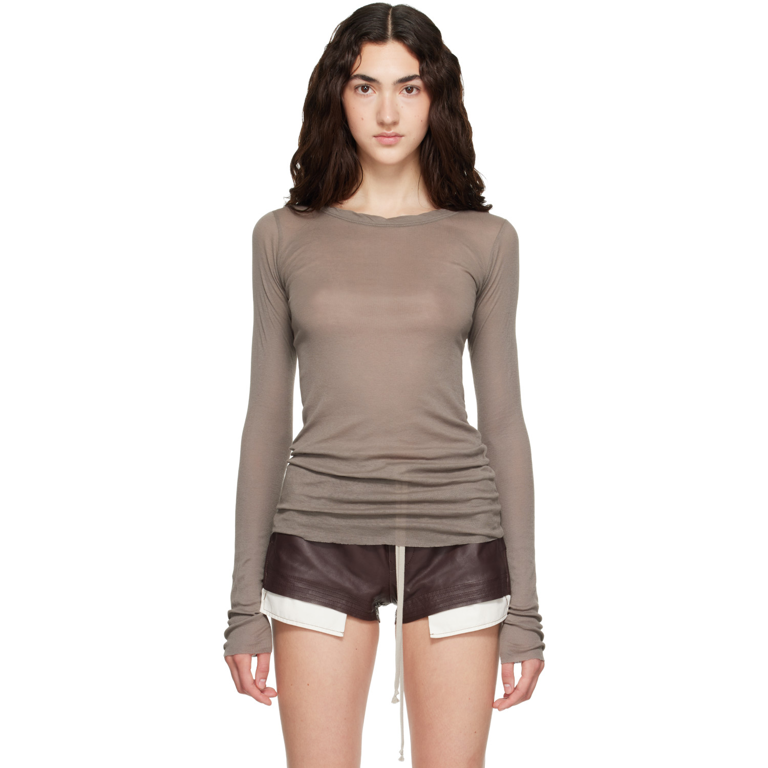 Rick Owens Gray Tower Rib LS T-shirt