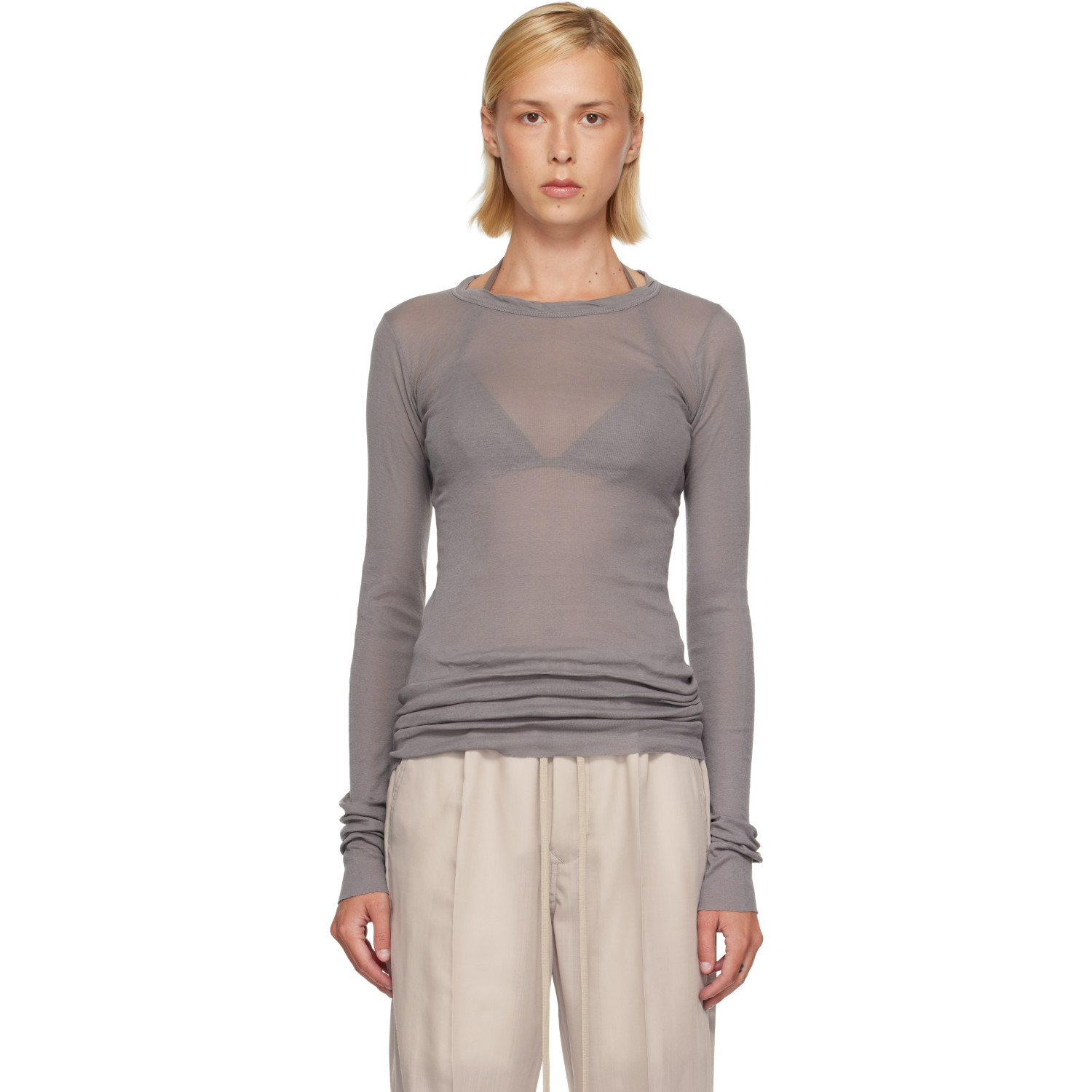 Rick Owens Gray Tower Rib LS T-shirt