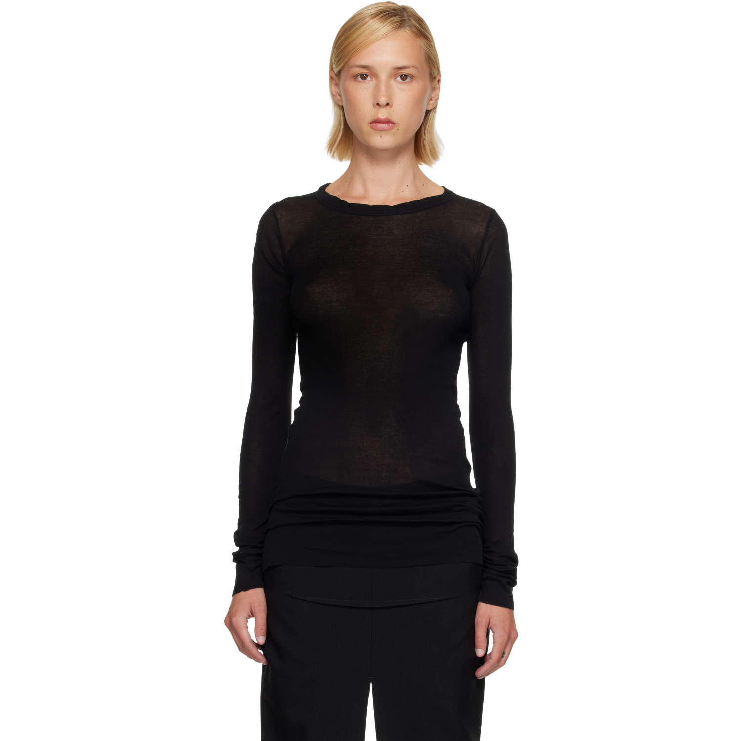 Rick Owens Black Tower Rib LS T-shirt