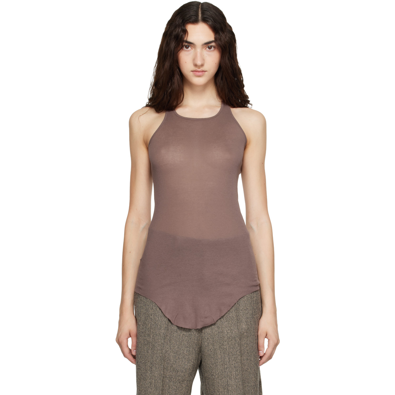Rick Owens Pink Tower Basic Rib Tank Top