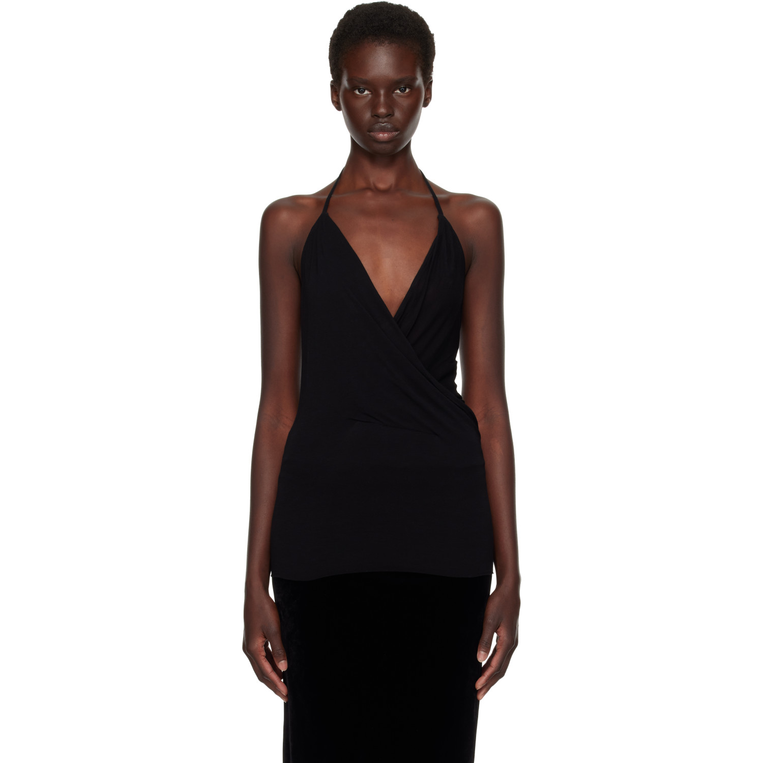Rick Owens Black Tower Draped Top
