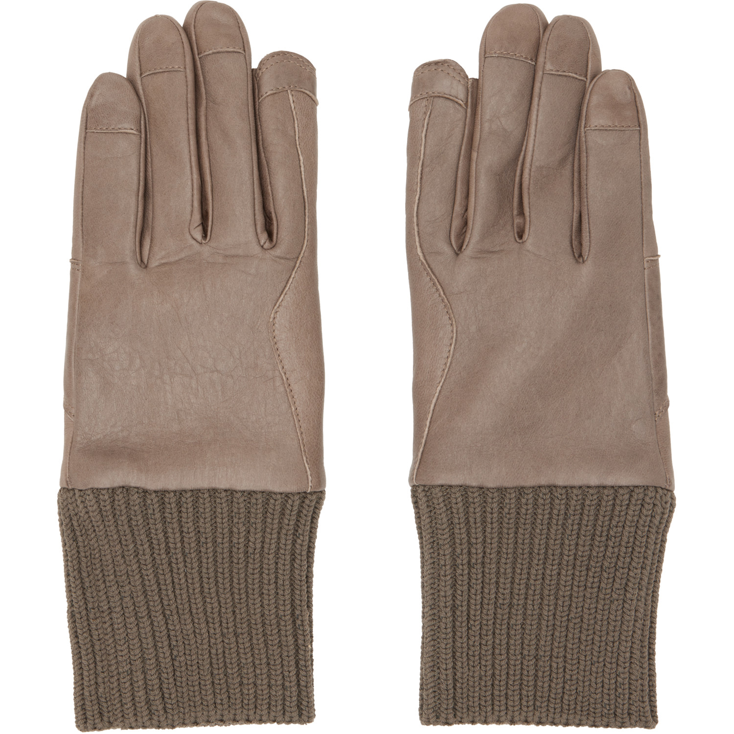 Rick Owens Taupe Tower Rib Cuff Gloves