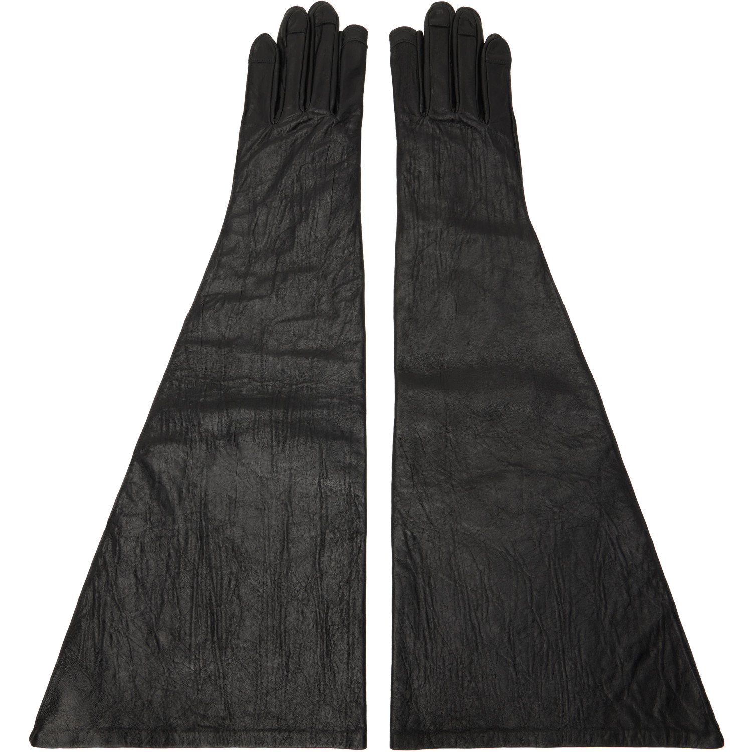 Rick Owens Black Tower Cuffed Long Gloves