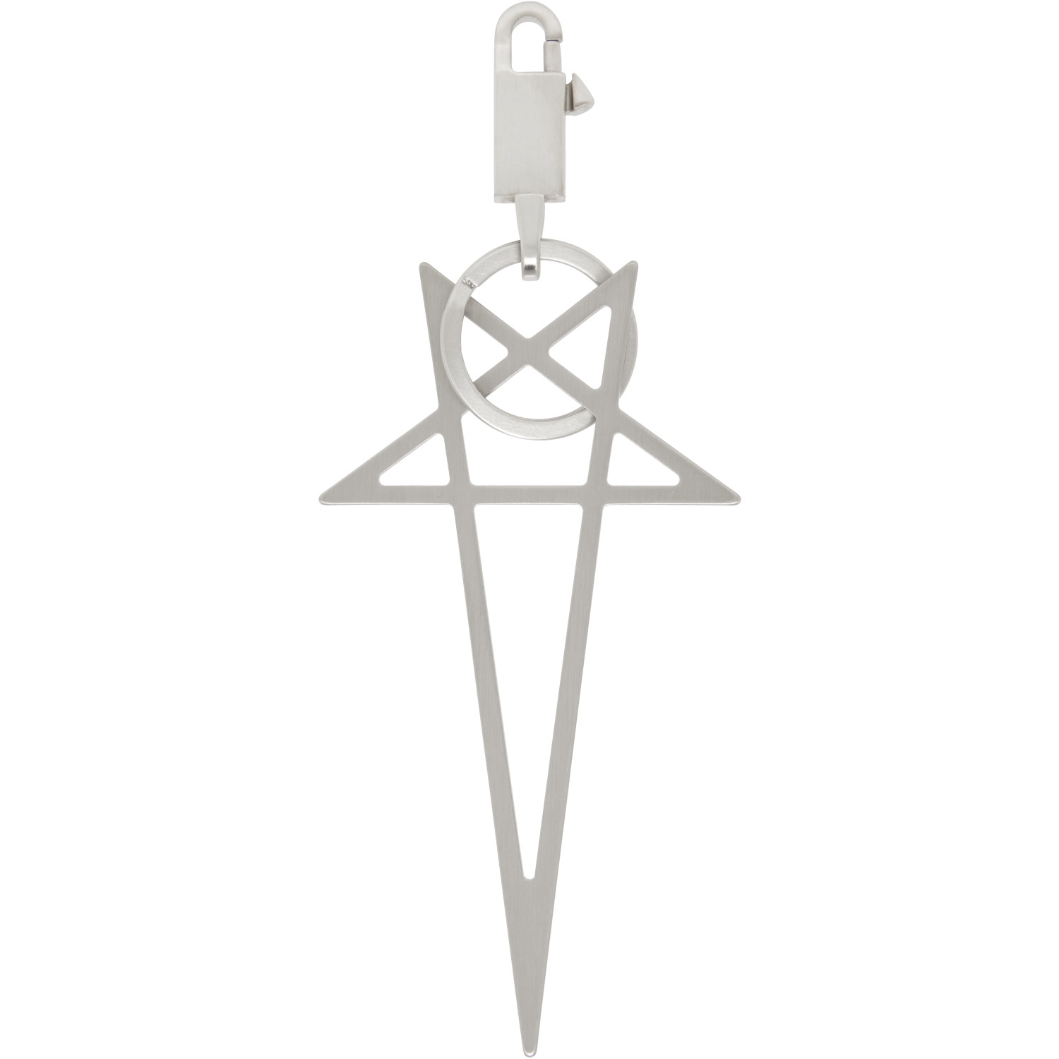 Rick Owens Silver Big Pentagram Keychain