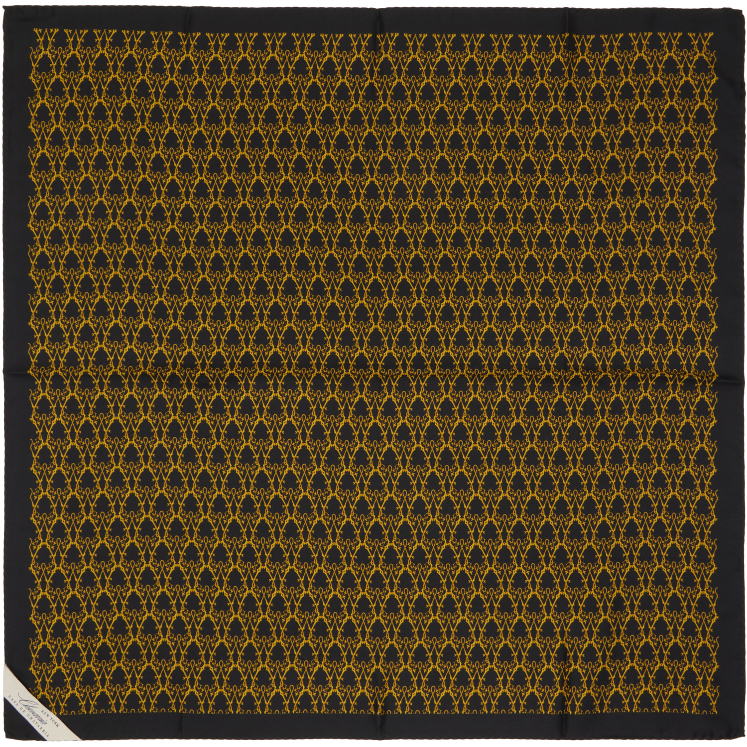 WILLY CHAVARRIA Black & Yellow Silk Scarf