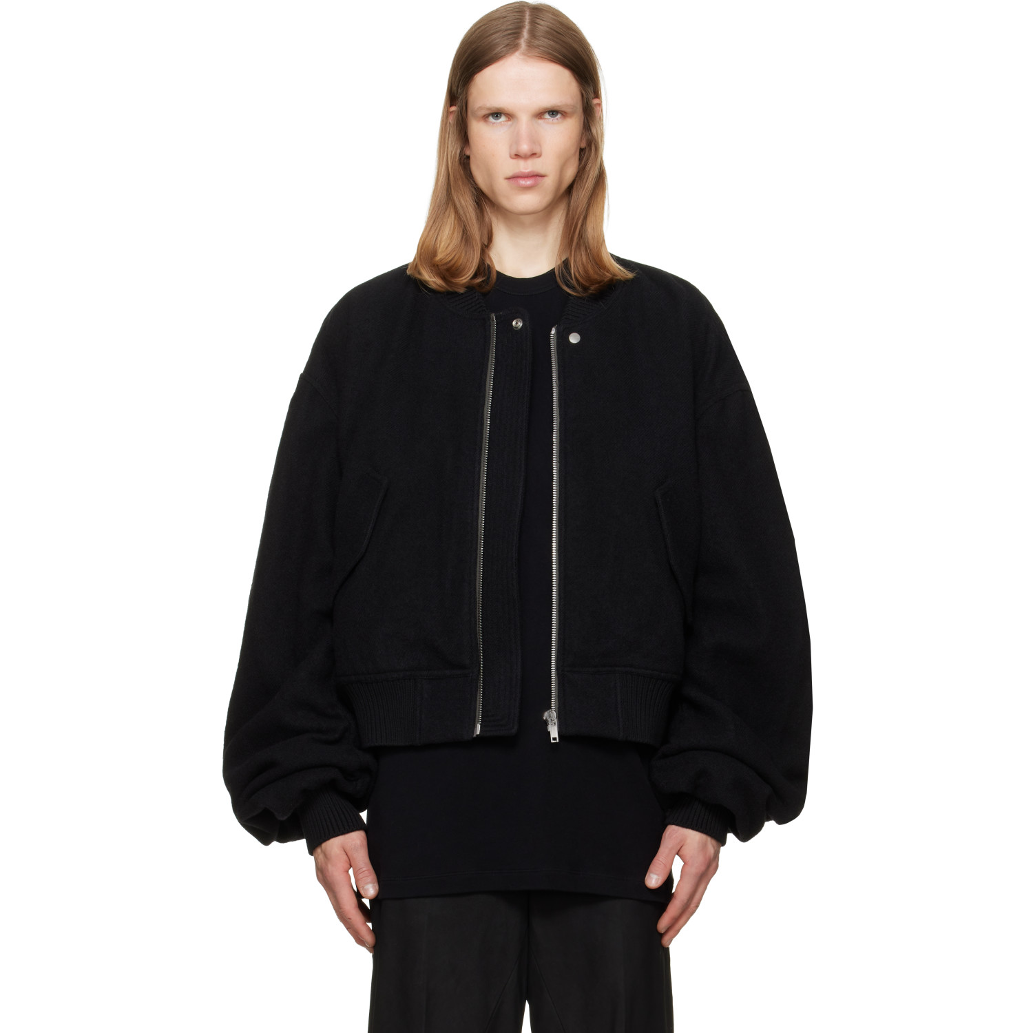 Rick Owens Black Tower Secchia Flight Bomber Jacket