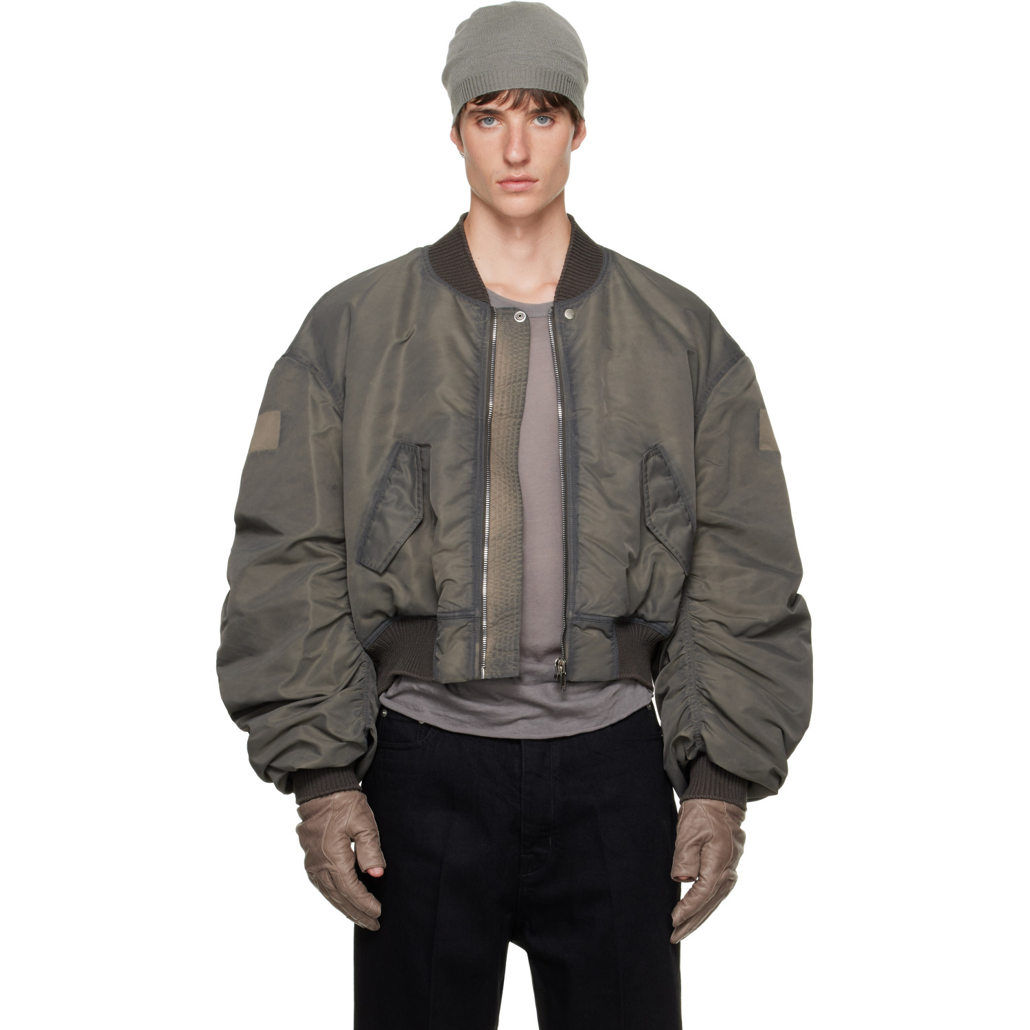 Rick Owens Gray Tower Secchia Flight Jacket