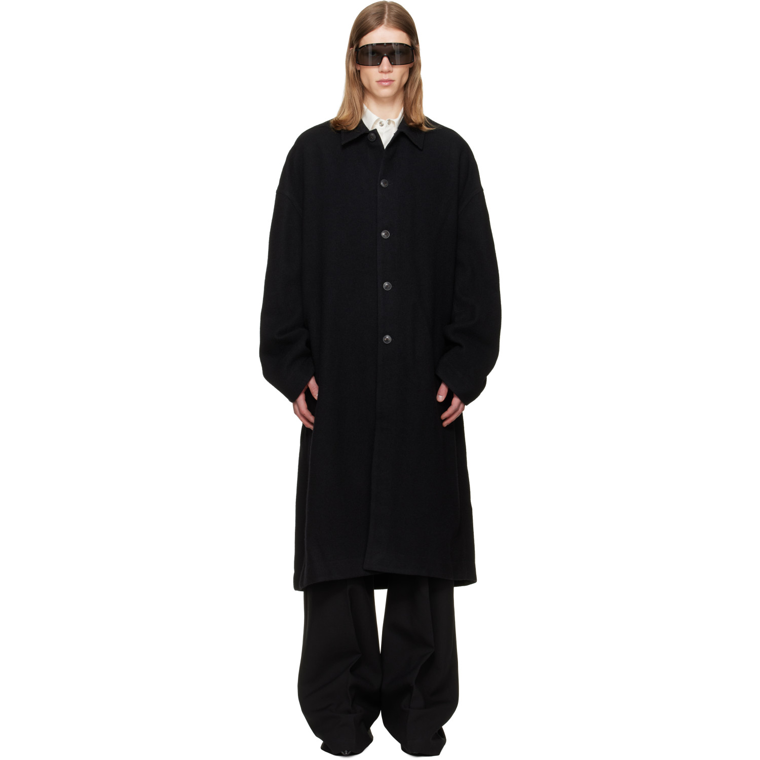 Rick Owens Black Tower Buttoned Brad Coat