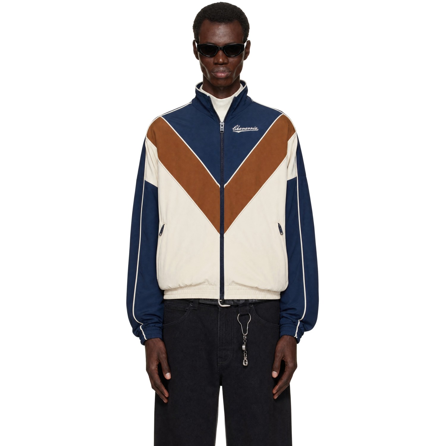 WILLY CHAVARRIA Off-White & Navy 'Bad Boy' Track Jacket