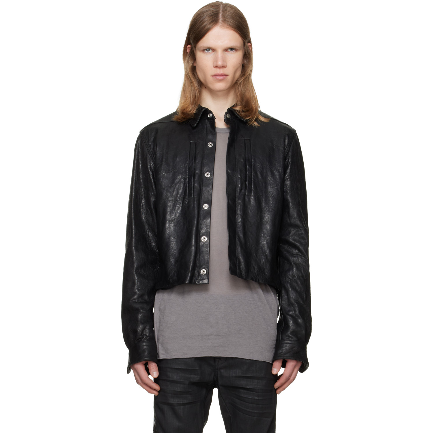 Rick Owens Black Tower Alice Leather Jacket