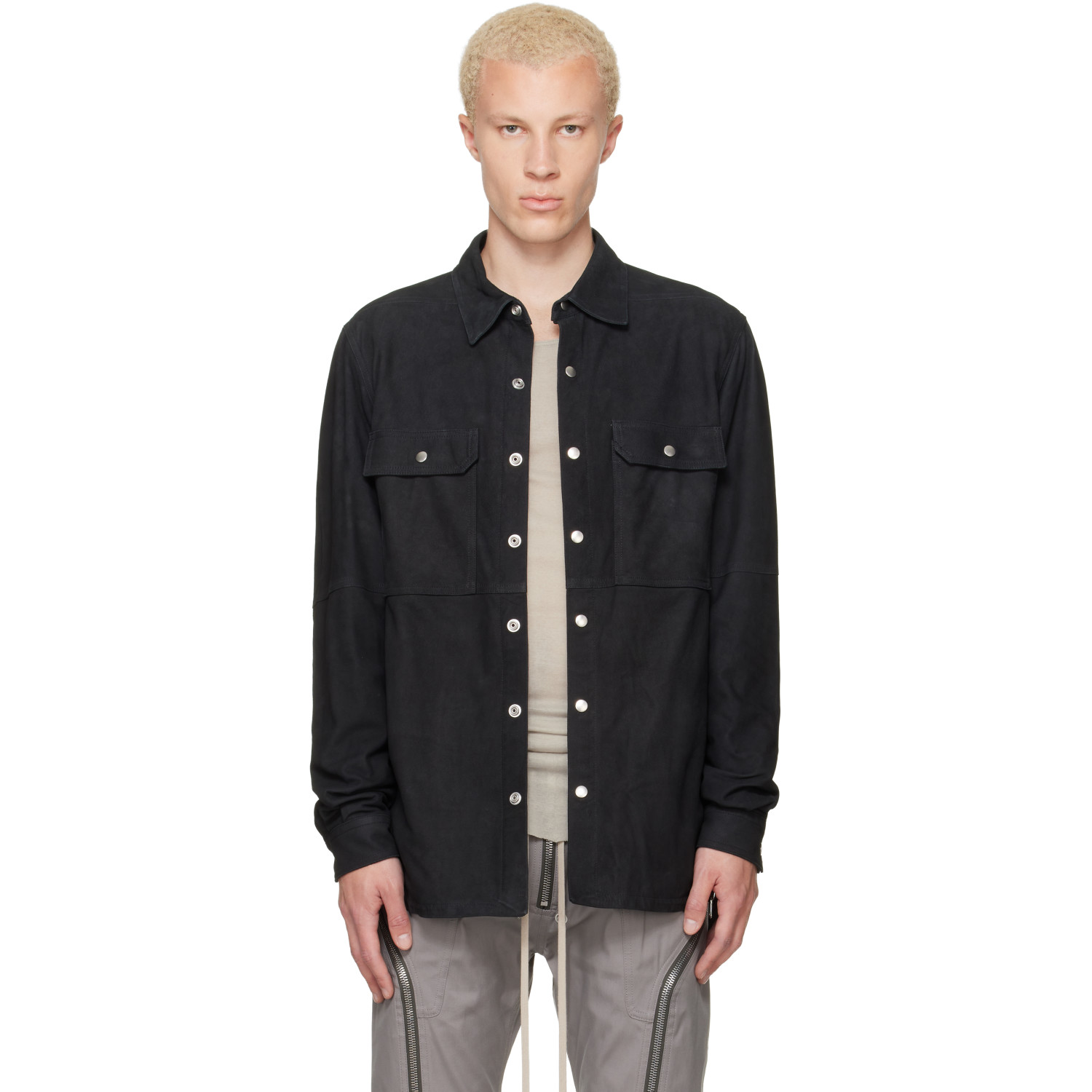 Rick Owens Black Tower Suede Overshirt