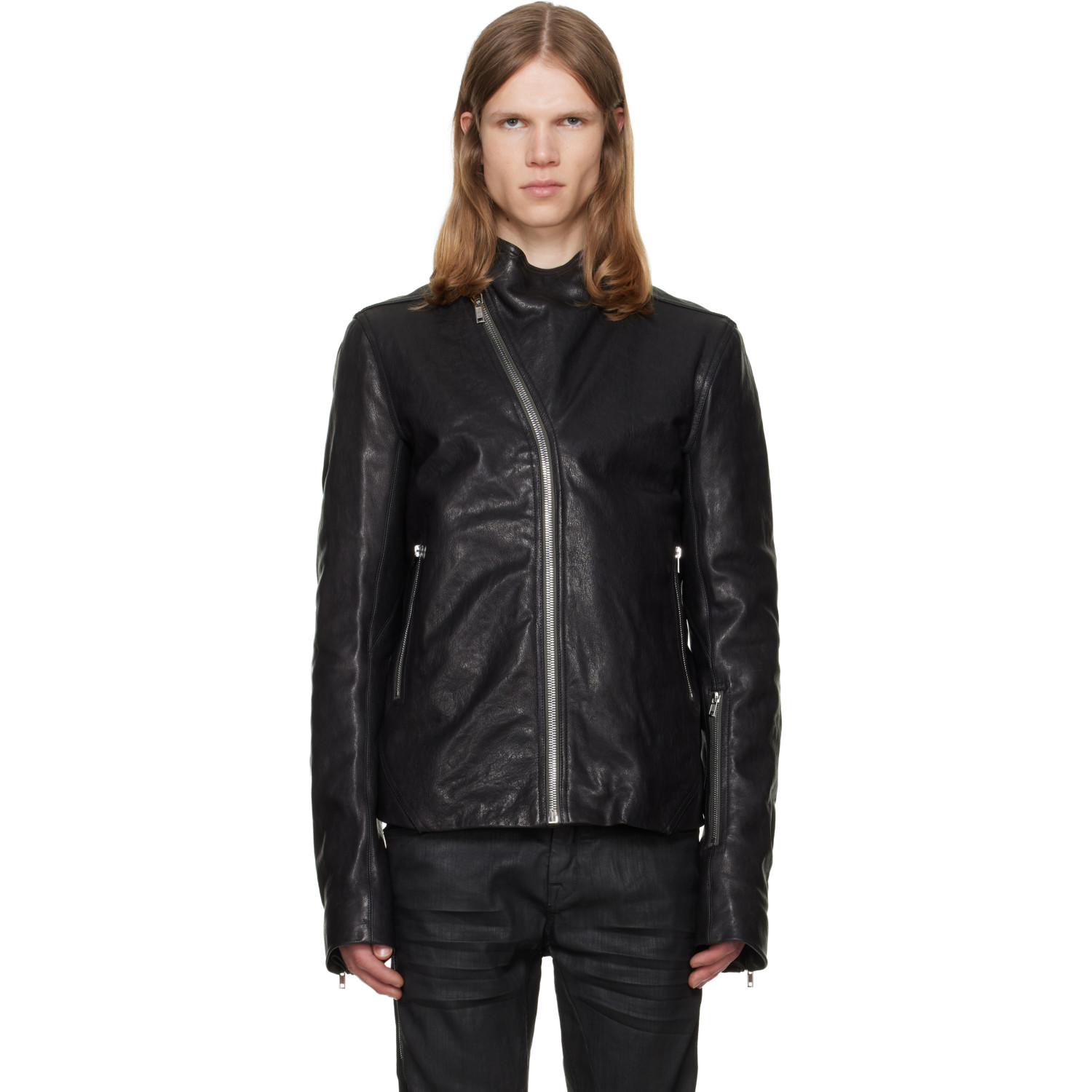 Rick Owens Black Tower Release Leather Jacket