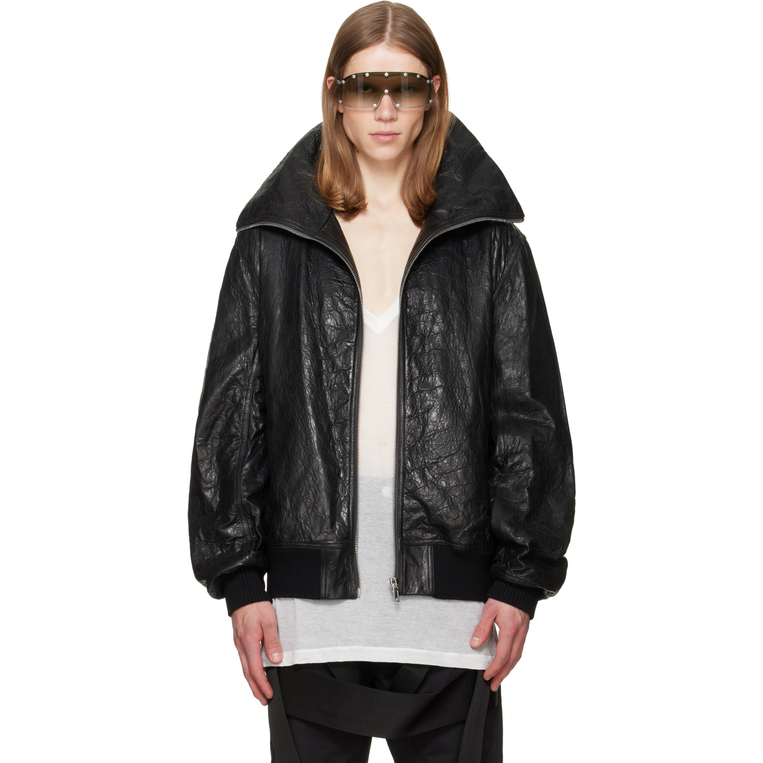 Rick Owens Black Tower Dracuflight Leather Jacket