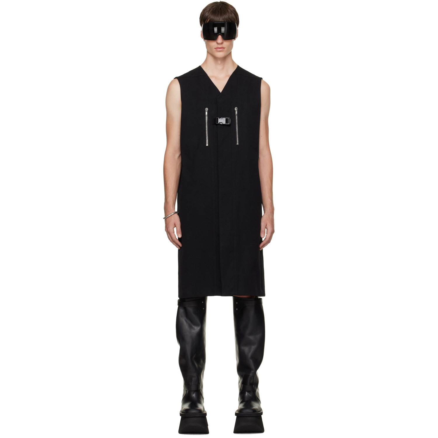 Rick Owens Black Tower Long Vest