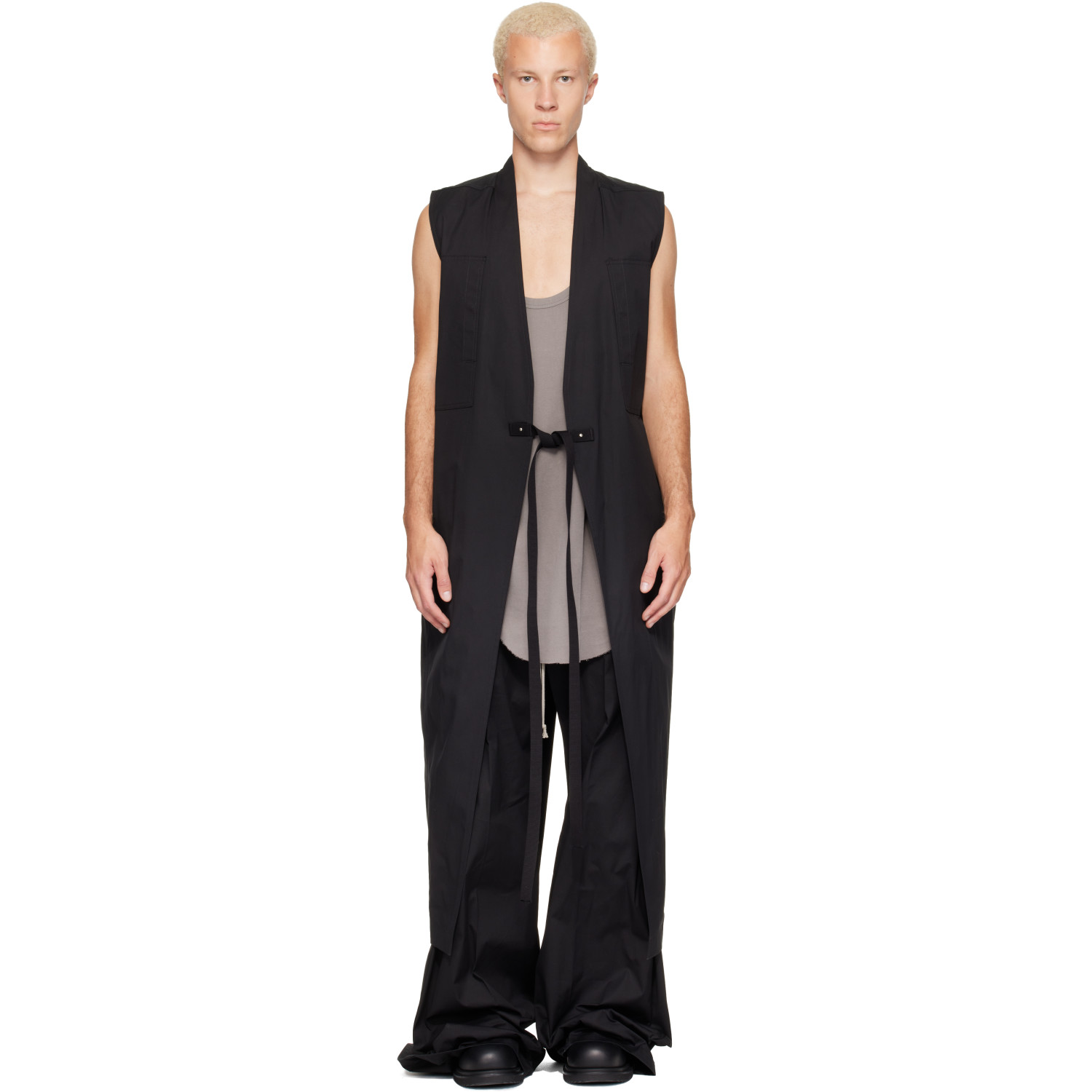 Rick Owens Black Tower Long Lab Vest