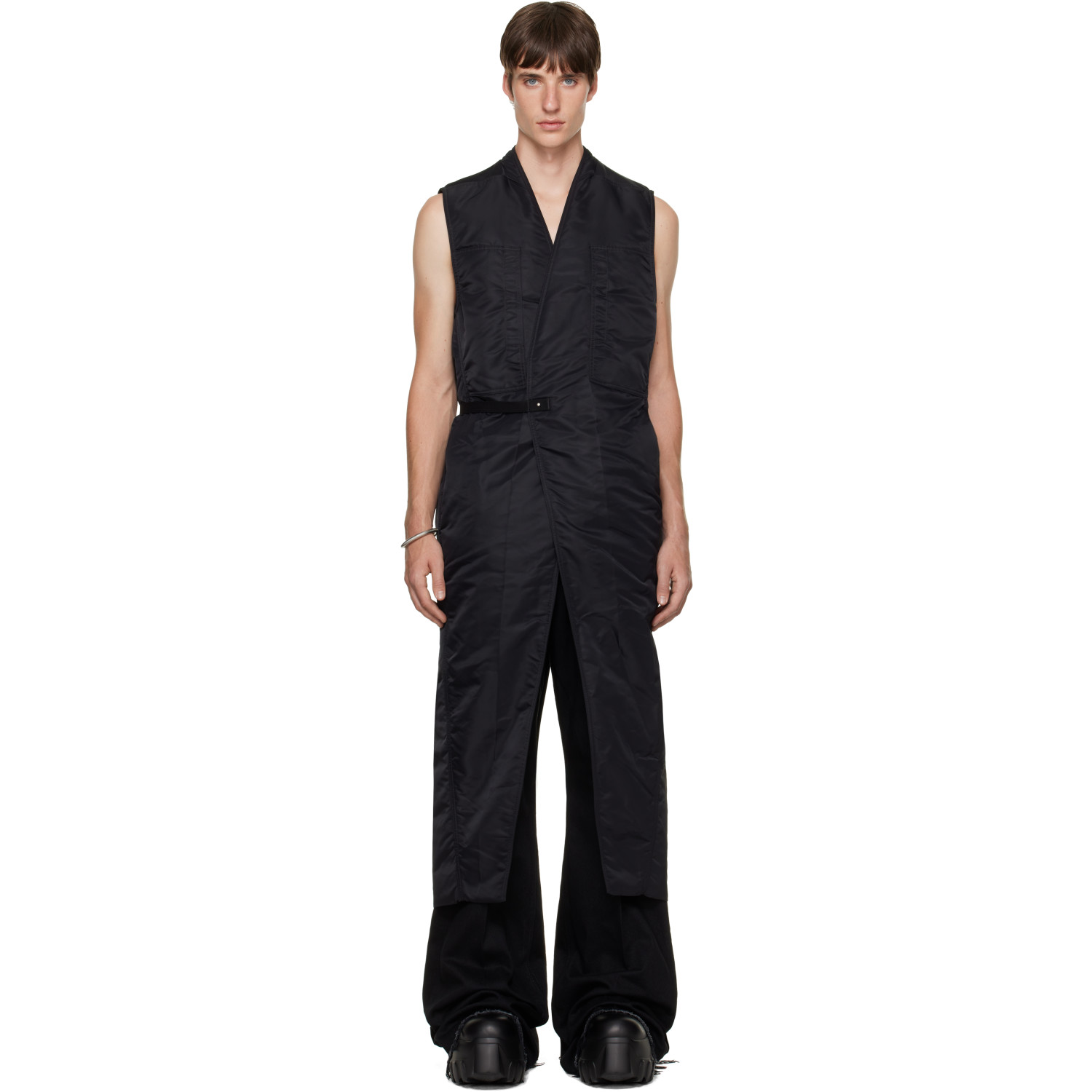 Rick Owens Black Tower Long Lab Vest