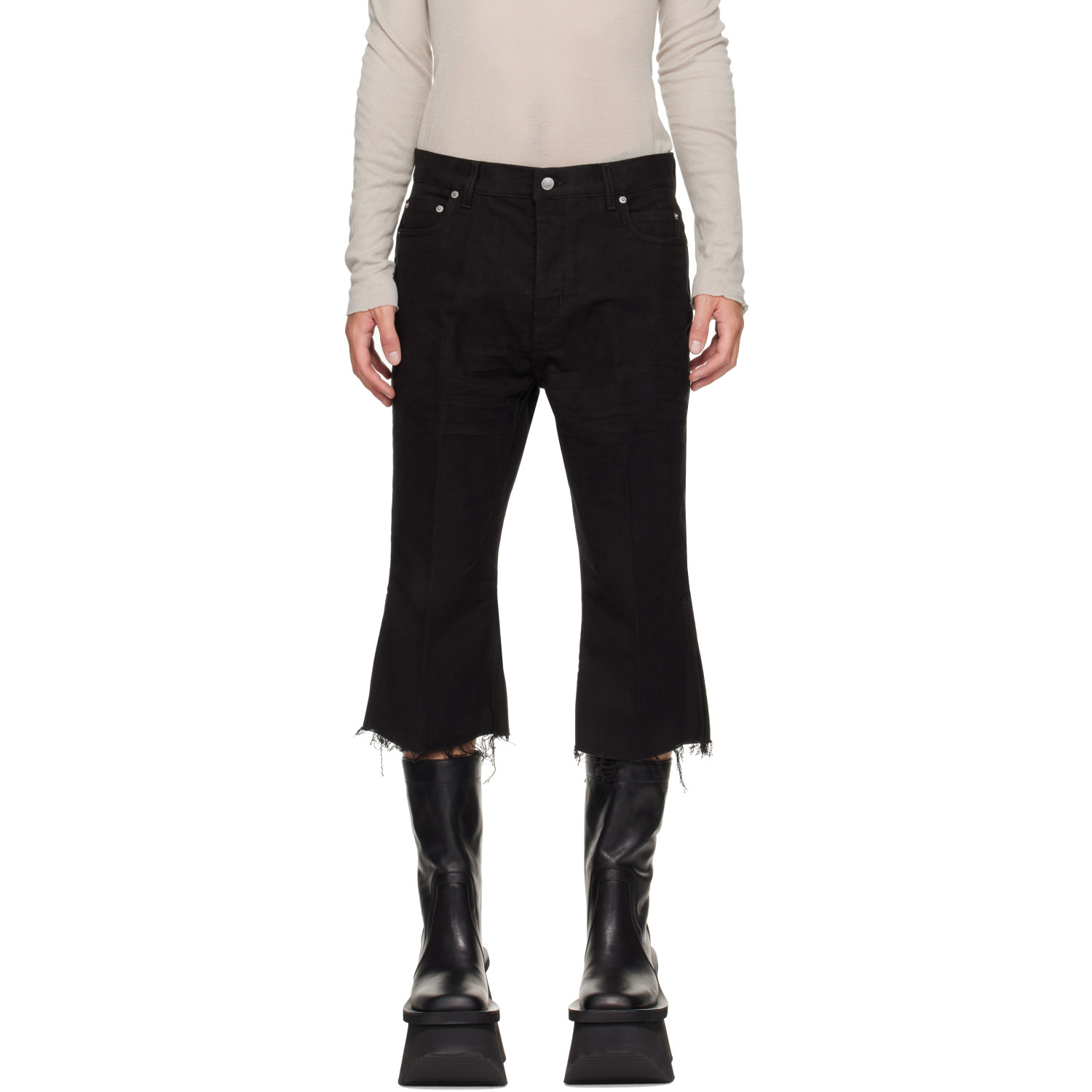 Rick Owens Black Tower Bolan Cutoff Jeans