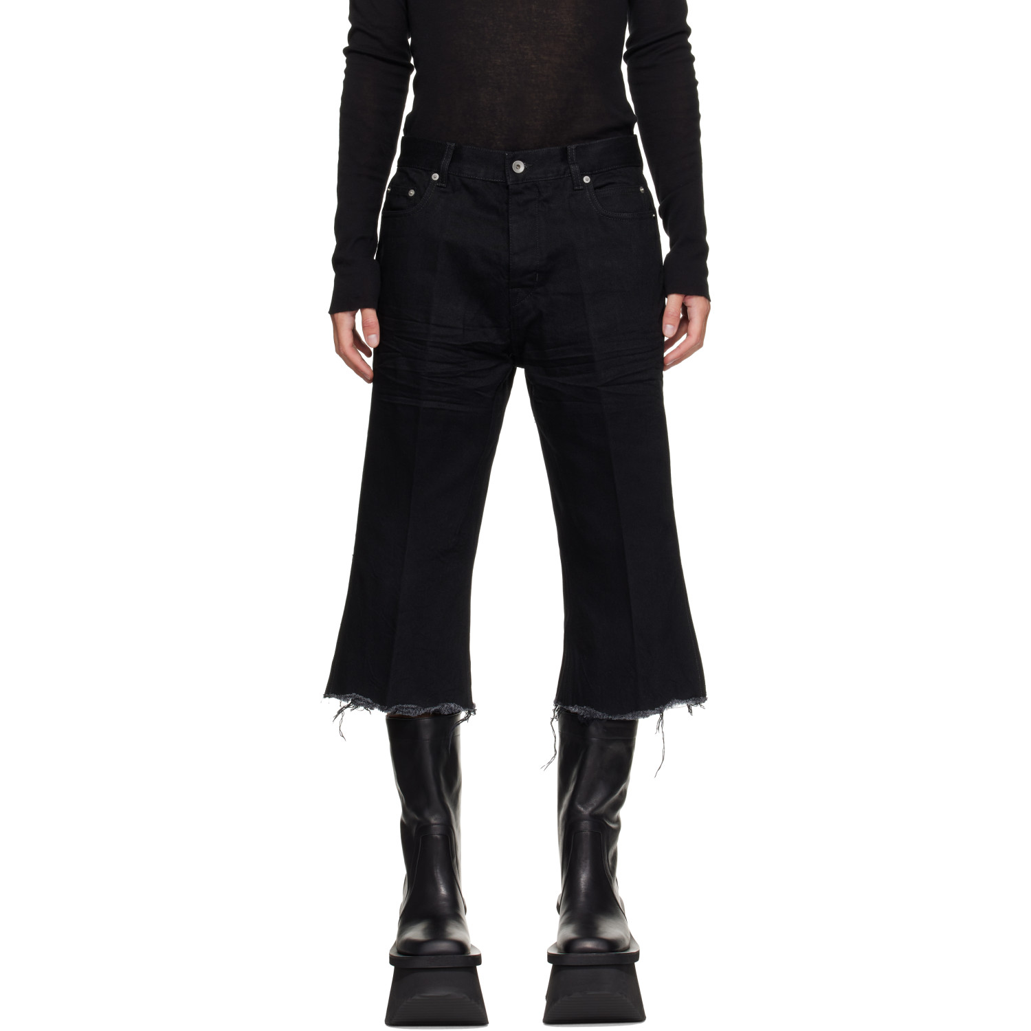 Rick Owens Black Tower Bolan Cutoff Jeans