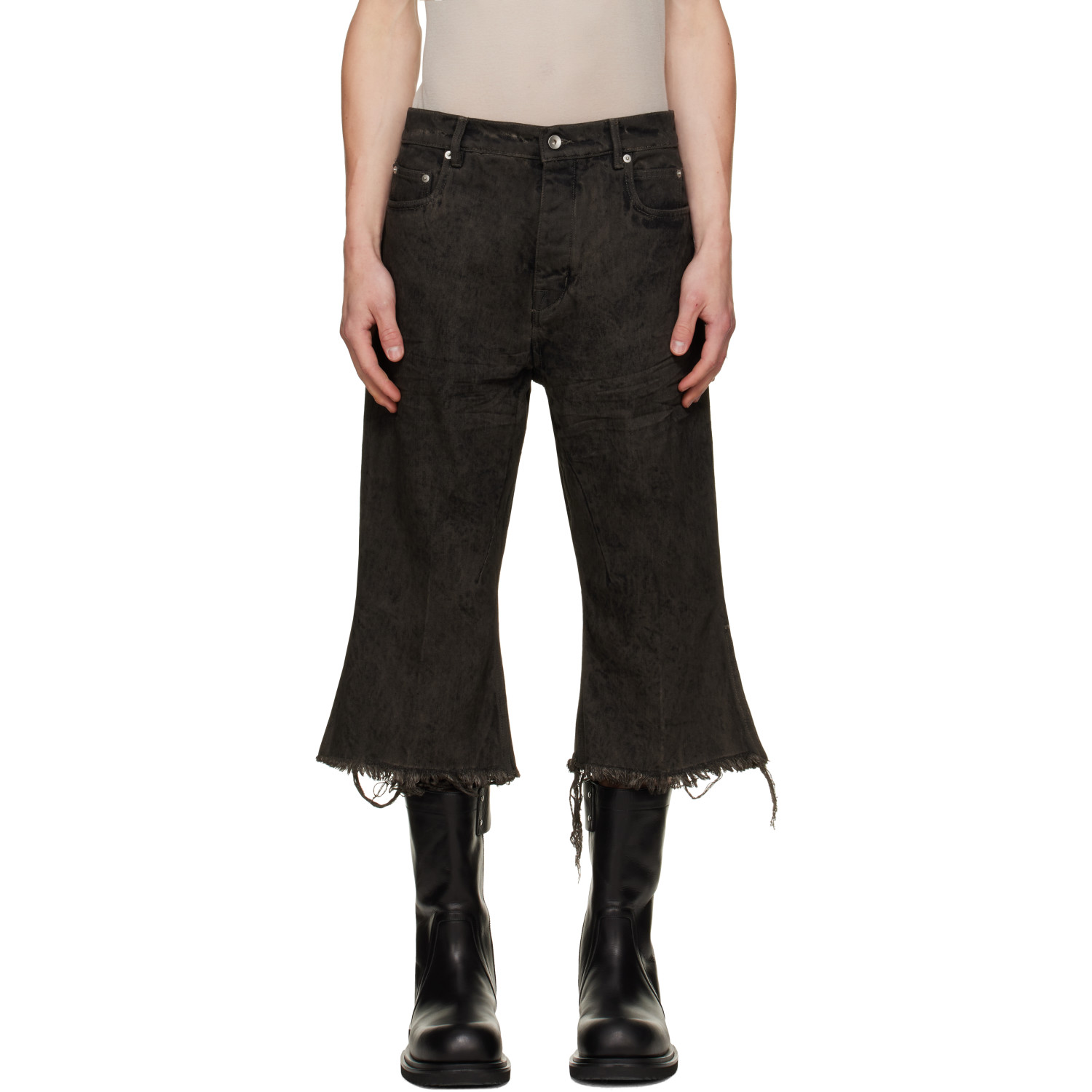 Rick Owens Black Tower Bolan Cutoff Jeans