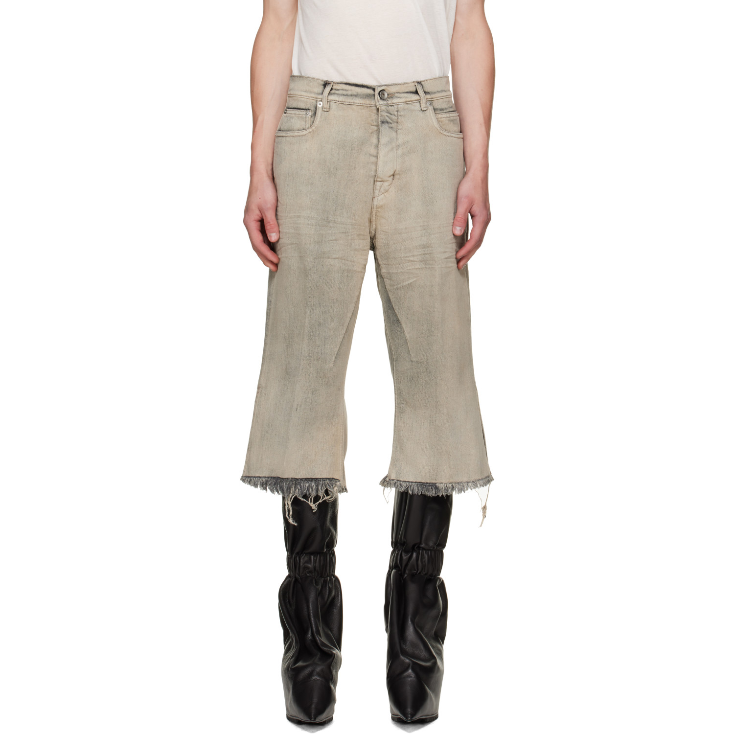 Rick Owens Beige Tower Bolan Cutoffs Jeans