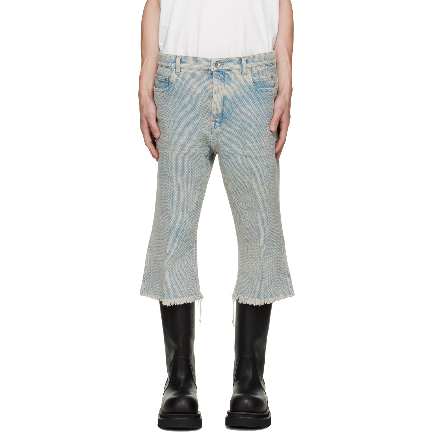 Rick Owens Blue Tower Bolan Cutoff Jeans