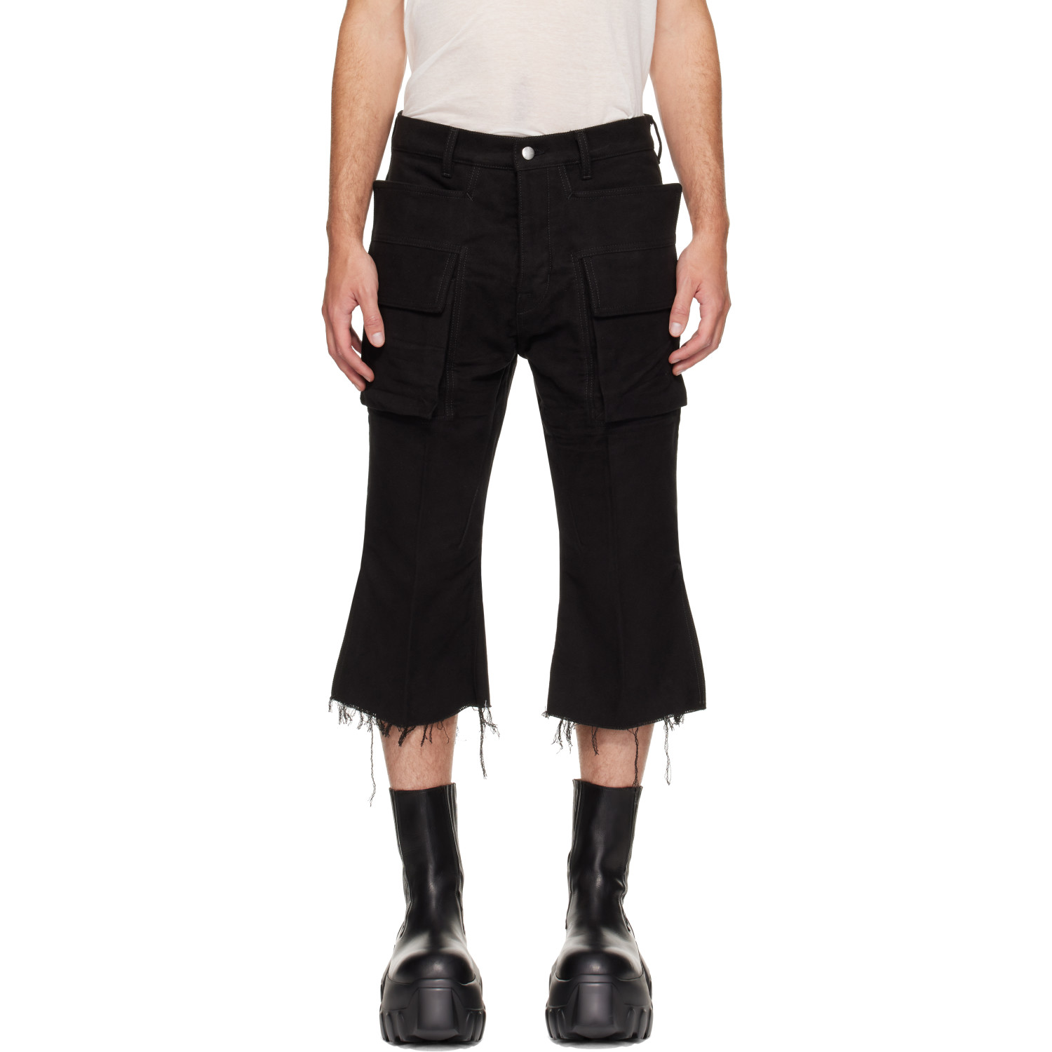 Rick Owens Black Tower Bolan Cutoff Cargo Pants