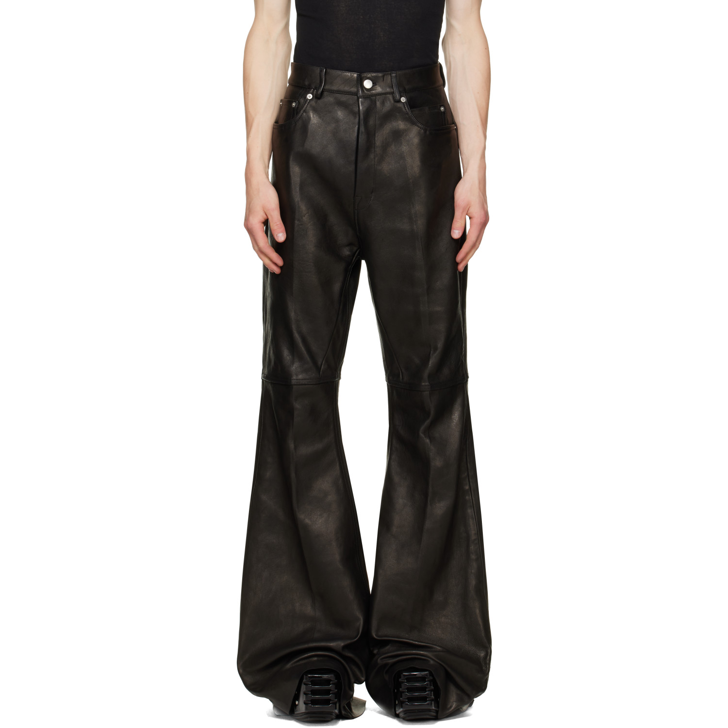 Rick Owens Black Tower Bolan Bootcut Leather Pants